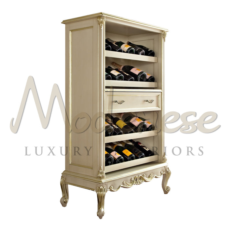Neo-Baroque Bottle Rack - Bottle Rack With 1 Drawer - Modenese Luxury Furniture & Lightings - baroque living room furniture, baroque villa livingroom interior, classic european furniture, classic louise cabinets, classic mansion interior decoration, classic palazzo furniture, high-end baroque italian furniture, italian made furniture, louis xv cabinets, louis xv furniture, luxury artisanal furniture, luxury baroque bar counter, luxury baroque furniture, luxury baroque glass bar cabinet, luxury baroque inter