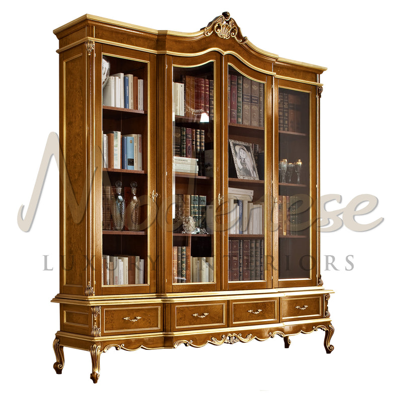 4-Doors 4-Drawers Bookcase - Bookcase - Modenese Luxury Furniture & Lightings - ageless bookcase, ageless office bookcase, angelo cappellini bookcase collection, artisanal bookcase, artisanal bookcase production, artisanal luxury bookcase, artisanal office bookcase, baroque furniture, baroque style, baroque style bookcase, baroque venetian style bookcase, baroque venetian style office bookcase, beautiful interior design, bespoke bookcase, bespoke office bookcase, best bookcase, best classic bookcase, best c