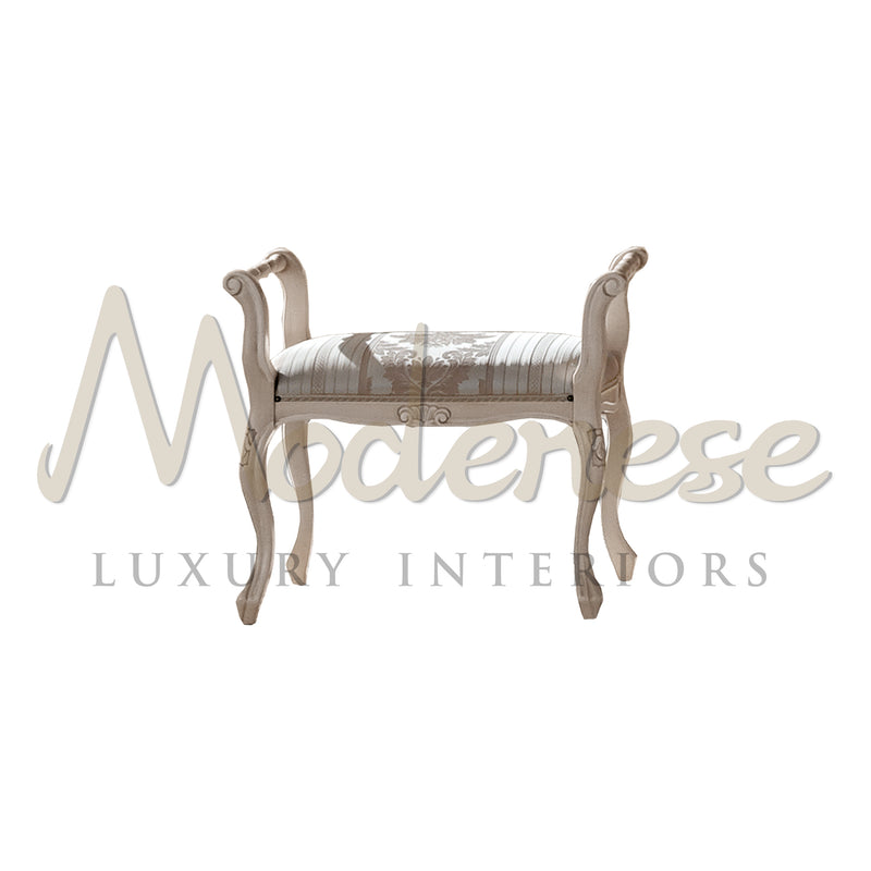 1-Seater Bench - Bed Bench - Modenese Luxury Furniture & Lightings - asnaghi luxury pouffe collection, baroque benches, baroque design, baroque interiors, baroque style, bespoke pouffe, best italian quality pouffes, best quality furniture, carved pouffes structure, classic luxury pouffe, classic upholstered pouffes, classical pouffe, comfort classic pouffe, custom-made royal bench, customizable bench, decorative solid wood bench, elegant bench ideas, elegant benches, elegant classy bench, elegant design, em