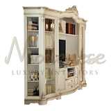 Ivory And Gold Bookcase - Bookcase - Modenese Luxury Furniture & Lightings - ageless bookcase, ageless office bookcase, angelo cappellini bookcase collection, artisanal bookcase production, artisanal office bookcase, baroque furniture, baroque style, baroque style bookcase, baroque venetian style bookcase, baroque venetian style office bookcase, bespoke bookcase, bespoke office bookcase, best bookcase, best classic bookcase, best classic office bookcase, best luxury italian bookcase, best luxury italian off