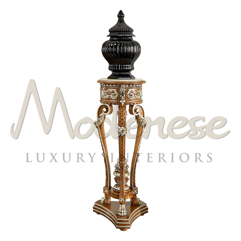 Vase Stand 
With Marble Top - Vase Stand - Modenese Luxury Furniture & Lightings - asnaghi classic vase stands, baroque handmade carved column vase stands, baroque traditional column vase stands, baroque venetian style column vase stands, bespoke exclusive design column vase stands, best italian luxury home accessories, best italian villa project accessories, chippendale column vase stand, column vase stands for royal projects, elegant bespoke column vase stands, elegant design column vase stands, french fu