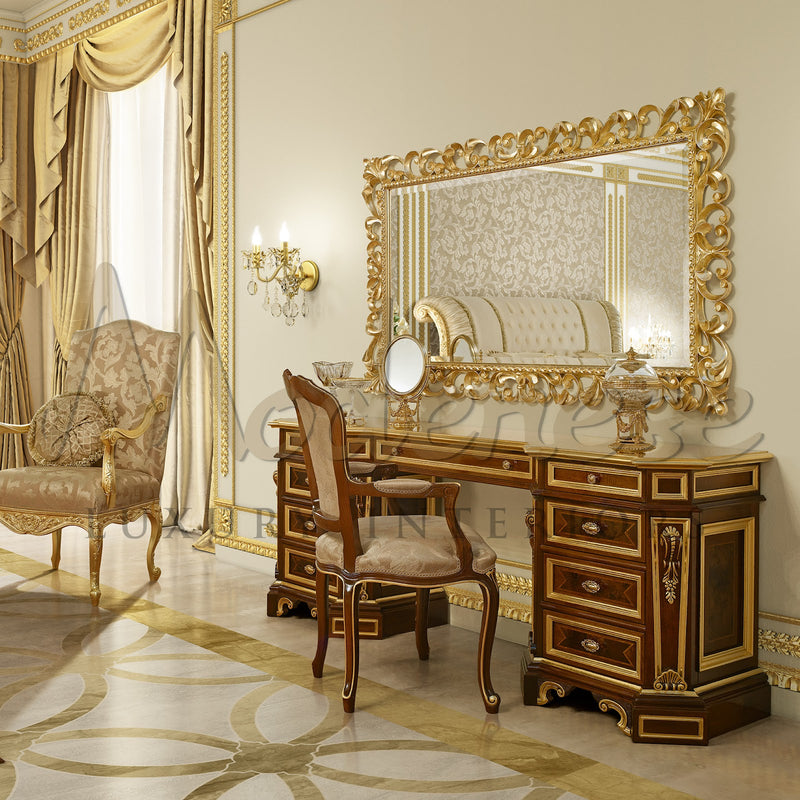 Oro Baroque Wooden Chair With Armrests - Chair With Armrests - Modenese Luxury Furniture & Lightings - classic baroque furniture, classic european furniture, classic french furniture, classic style chair, high-end italian furniture, imperial furniture, louis xv furniture, luxury furniture Italy, luxury interior design, luxury Italian furniture, luxury italian furniture brand, luxury mansion interior decor, modenese luxury interiors, neo roccoco chair, opulent villa decoration, royal palace furniture, royal 