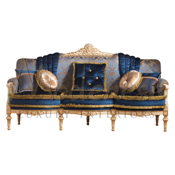 Noble Venetian Deluxe Sofa - Sofa - Modenese Luxury Furniture & Lightings - baroque living room interior, classic baroque furniture, classic baroque sofa, classic Baroque style sofas, classic european furniture, classic french furniture, classic louis xvi sofa, classic style sofa, damask upholstered sofa, decorative baroque sofa, french palace furniture, high-end mansion decoration, imperial furniture, Italian furniture brand, louis style furniture, louis style sofa, louis xvi furniture, luxurious furniture