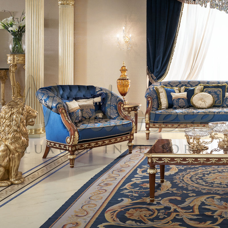 Royal Classic Armchair - Armchair - Modenese Luxury Furniture & Lightings - baroque furniture, classic armchair, classic baroque armchair, classic luxury furniture, classic style armchair, customizable luxury furniture, damask upholstery, elegant royal blue living room furniture, elegant solid wood italian, empire style furniture, exclusive design furniture, french palace furniture, high-end italian furniture, imperial armchair with armrest, imperial furniture, Italian furniture brand, italian luxury furnit