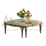 Square Coffee Table With Green Onyx Top - Table - Modenese Luxury Furniture & Lightings - baroque furniture, baroque style furniture, classic baroque furniture, classic coffee table, classic french furniture, emperor furniture, empire style furniture, high-end coffee table, high-end italian furniture, italian made furniture, louis xvi furniture, luxurious furniture brand, luxury classic furniture, luxury coffee table, luxury decoration, luxury interior design, luxury Italian furniture, luxury living room se