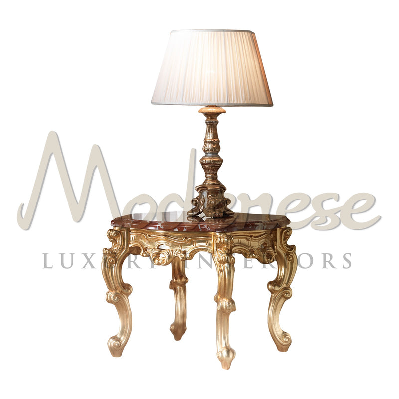 Square Figured Side Table With Rosso Francia Marble Top - Table - Modenese Luxury Furniture & Lightings - classic baroque furniture, classic french furniture, emperor furniture, golden baroque table, high-end italian furniture, high-end side table, imperial table, italian made furniture, louis xv furniture, luxury classic furniture, luxury decoration, luxury furniture brand, luxury Italian furniture, luxury living room sets, luxury side table, luxury table Italy, luxury villa interior classic, luxury villa 
