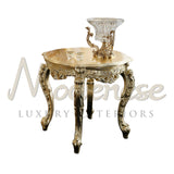 Pure Gold Baroque Side Table With Carvings - Table - Modenese Luxury Furniture & Lightings - classic baroque furniture, classic french furniture, emperor furniture, hand carved table, high-end italian furniture, high-end side table, italian made furniture, louis xv furniture, luxury classic furniture, luxury decoration, luxury furniture brand, luxury Italian furniture, luxury living room sets, luxury side table, luxury table Italy, luxury villa interior classic, luxury villa interior design, modenese luxury
