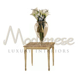 Square Side Table With Crema Valencia Marble Top - Table - Modenese Luxury Furniture & Lightings - classic baroque furniture, classic french furniture, emperor furniture, golden baroque table, high-end italian furniture, high-end side table, imperial furniture table, italian made furniture, louis xvi furniture, luxury classic furniture, luxury decoration, luxury furniture brand, luxury Italian furniture, luxury living room sets, luxury side table, luxury table Italy, luxury villa decoration, luxury villa in