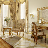Slim Gold Leaf Side Table With Giada White Marble Top - Table - Modenese Luxury Furniture & Lightings - classic baroque furniture, classic french furniture, french palace decor, hand carved table, high-end italian furniture, high-end side table, italian made furniture, louis xv furniture, luxury classic furniture, luxury decoration, luxury furniture brand, luxury Italian furniture, luxury living room sets, luxury side table, luxury table Italy, luxury villa interior classic, luxury villa interior design, mo