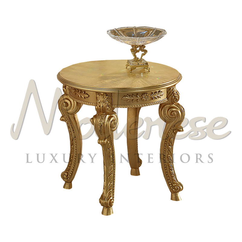 Total Gold Baroque Round Side Table Handcrafted - Table - Modenese Luxury Furniture & Lightings - classic baroque furniture, classic french furniture, emperor furniture, golden baroque table, high-end italian furniture, high-end side table, imperial furniture table, italian made furniture, louis xvi furniture, luxury classic furniture, luxury decoration, luxury furniture brand, luxury Italian furniture, luxury living room sets, luxury side table, luxury table Italy, luxury villa interior classic, luxury vil