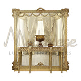 Empire Gold Leaf Console, Green Onyx Top And Mirror Panel - Console Table - Modenese Luxury Furniture & Lightings - classic baroque console table, classic baroque furniture, classic french furniture, classic villa interior, french palace furniture, gilded console table, hand carved table, handcrafted decoration, high-end console table, imperial console table, italian made furniture, louis xv furniture, luxury classic furniture, luxury french furniture, luxury furniture brand, luxury living room sets, luxury