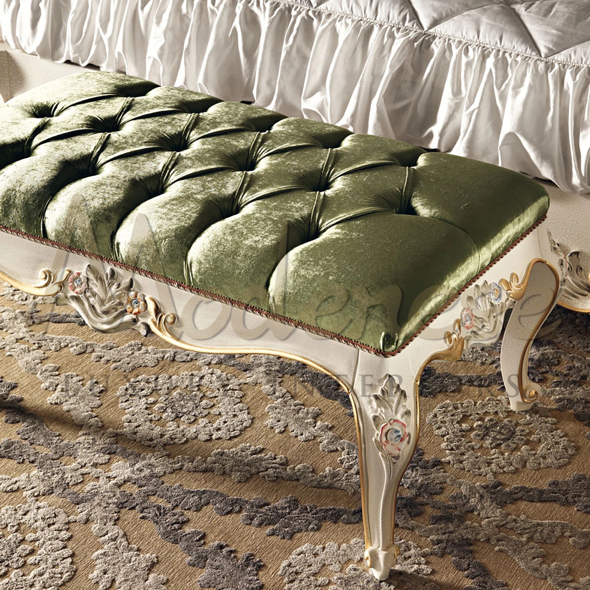 Stunning Upholstered Hand Made Luxury Bench by Modenese Furniture                                                                                        