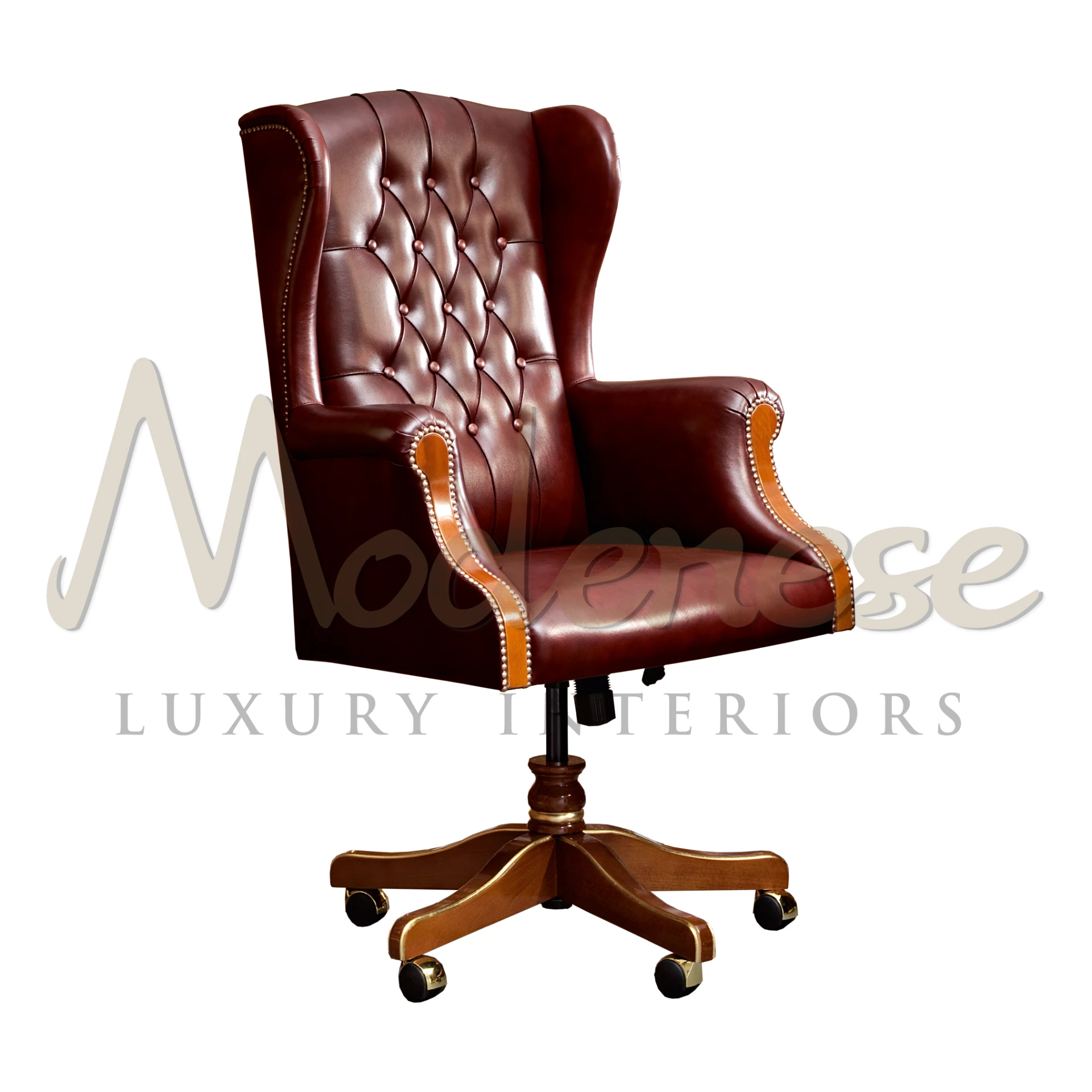 Product View with Clear Background - President Office Armchair - leather office chair with a wooden base