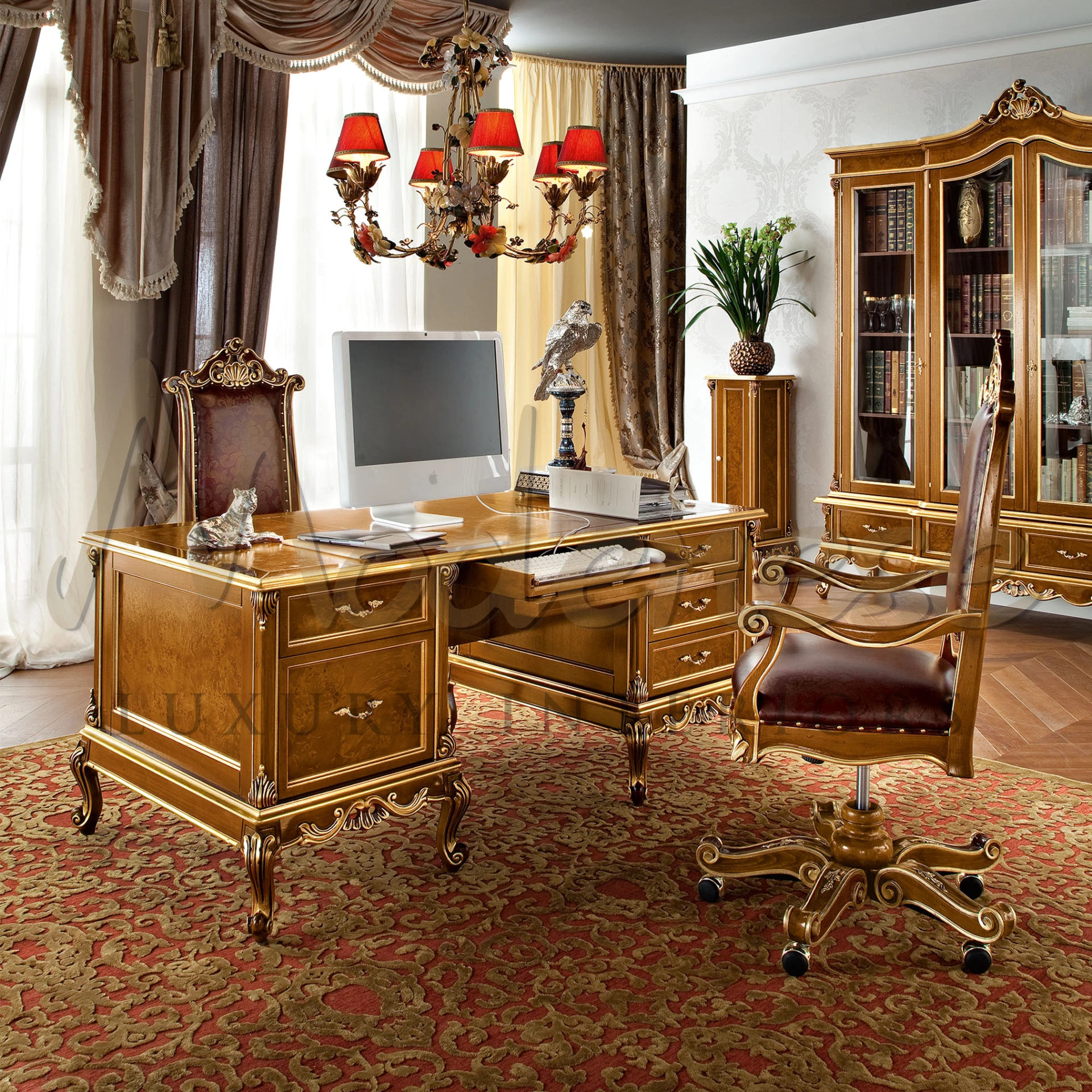 Swivel Office Armchair - Swivel Armchair - By Modenese Luxury Furniture