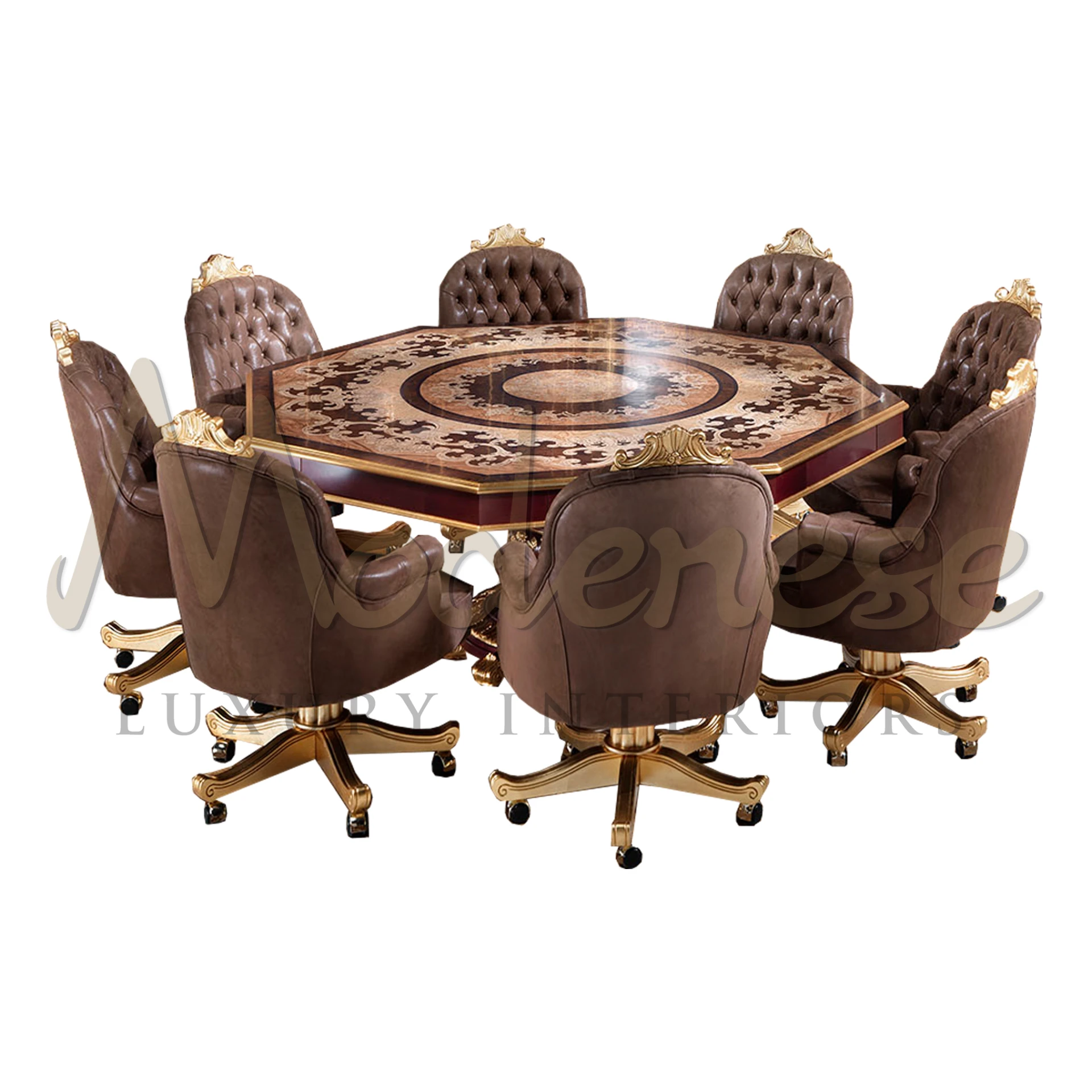 Product View with Clear Background - Gold Leaf Center Tables | gold center table, center table gold, gold centre table   - Modenese Luxury Furniture