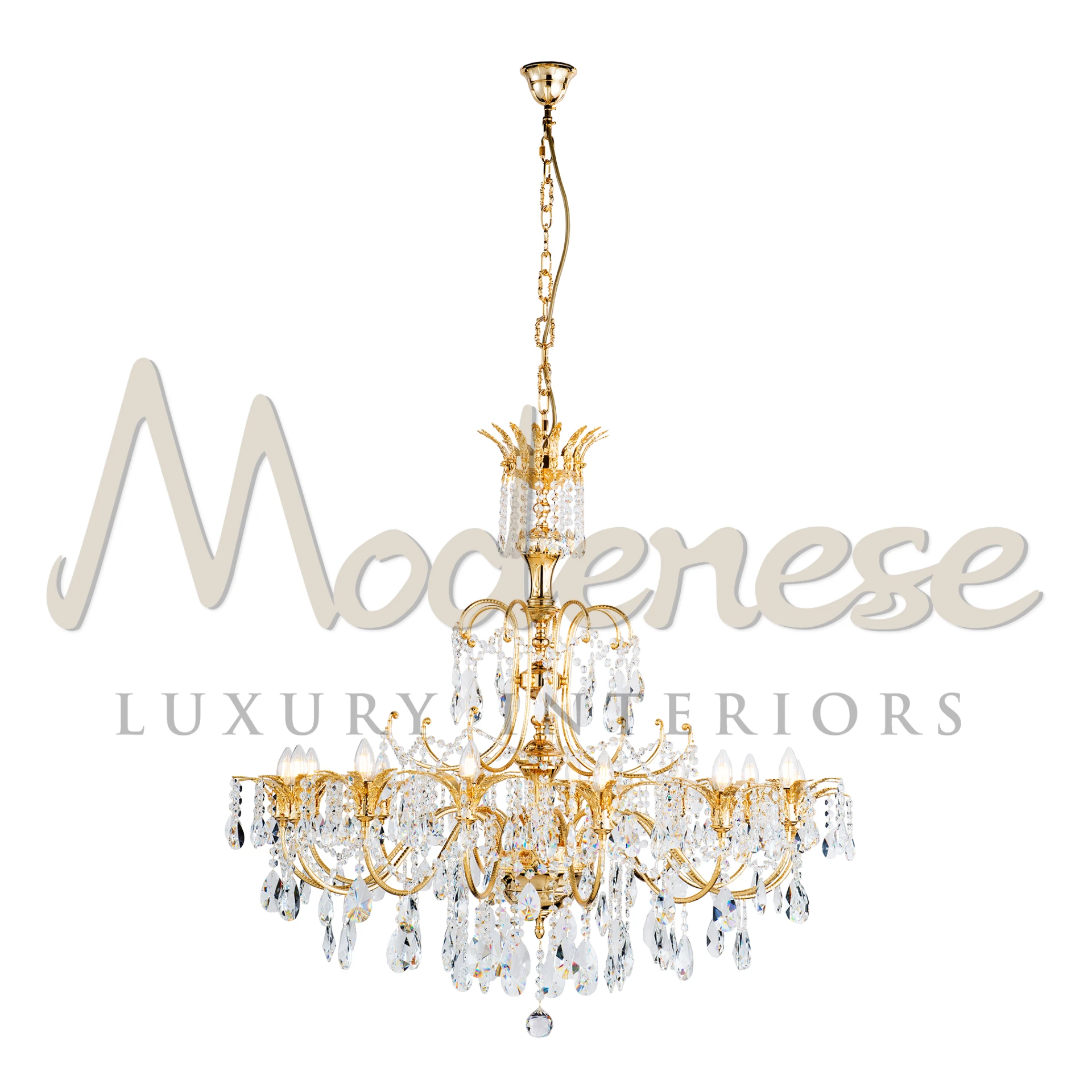Magnificent 'Luxury Italian Empire Chandelier' with intricate gold details and shimmering crystal ornaments