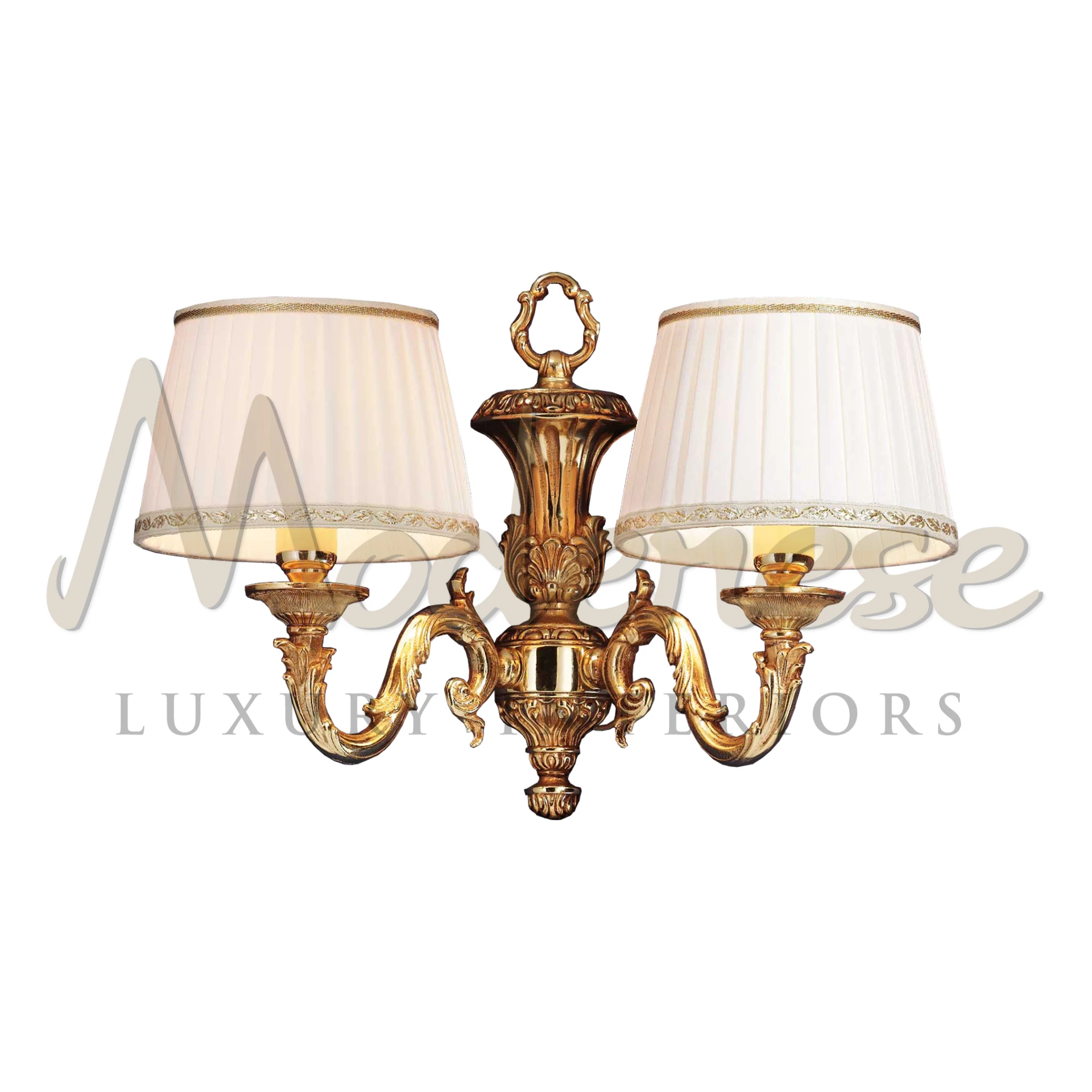 Luxury Italian Art Deco Wall Lamp with dual shades and an antique bronze finish