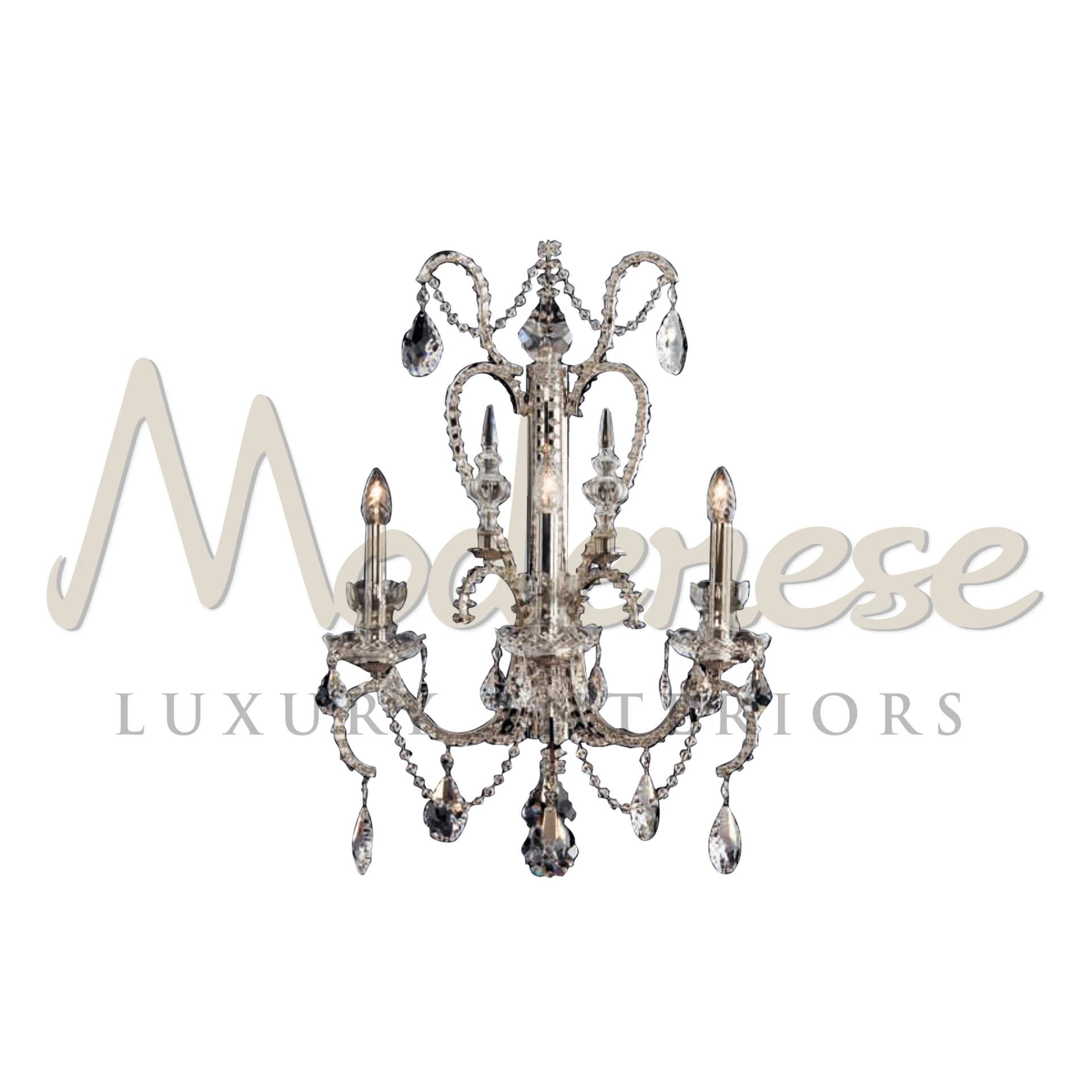 Silver Baroque Brilliance Sconce with delicate crystals and stylish bulb design