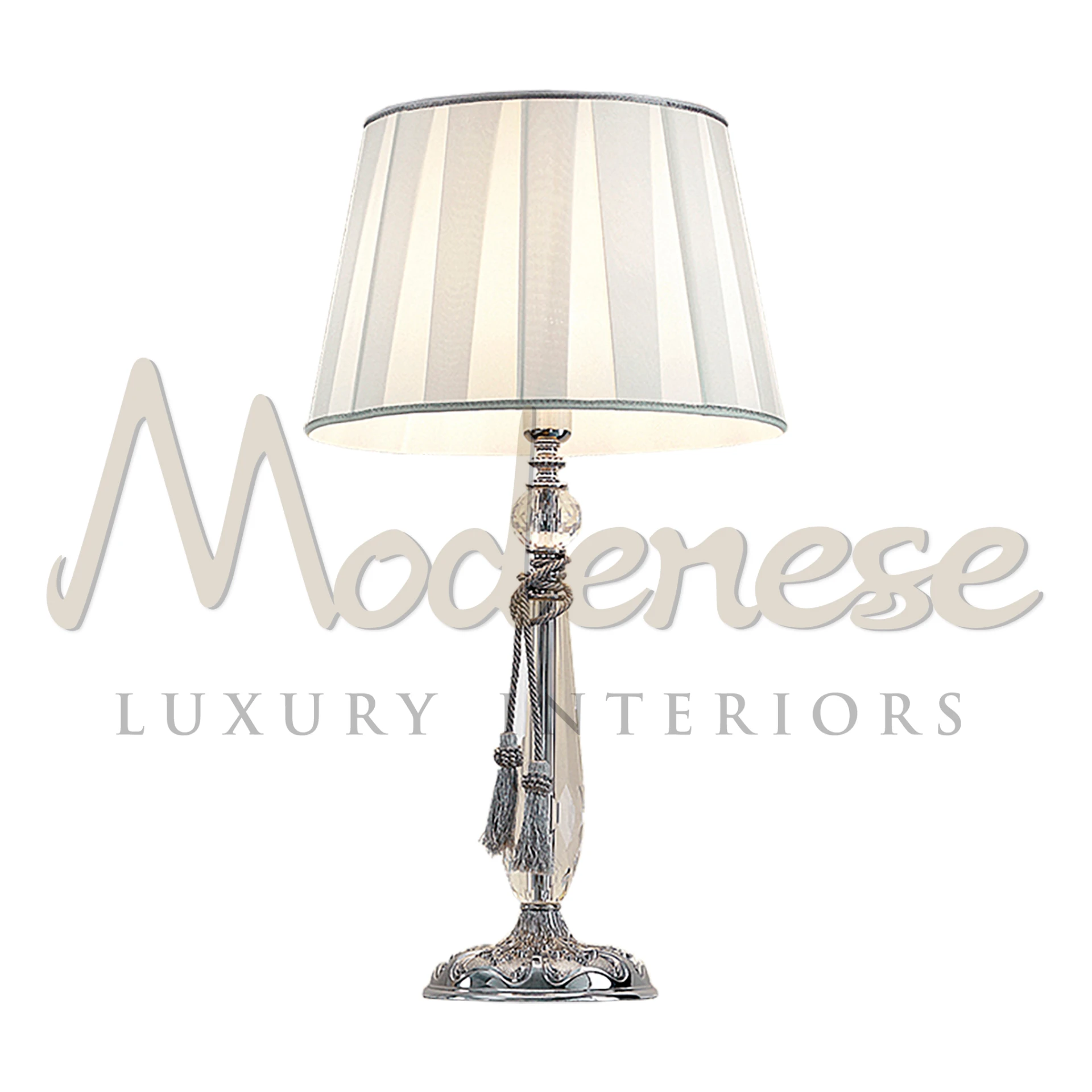 Stylish modern Contemporary Table Lamp with elegant silver base and pleated shade