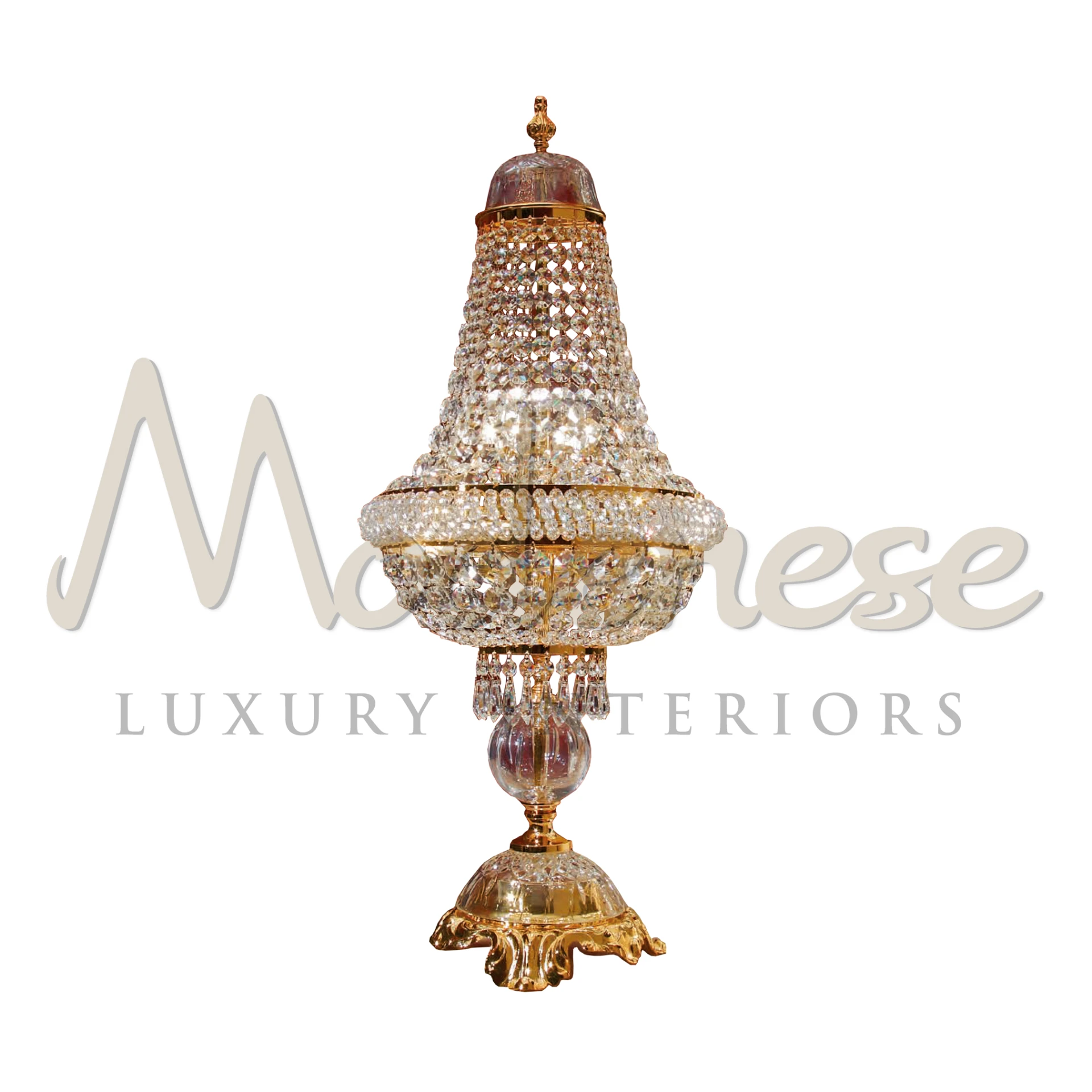 Glamorous Luxury Crystal Lamp with intricate crystal work and a lavish golden base.