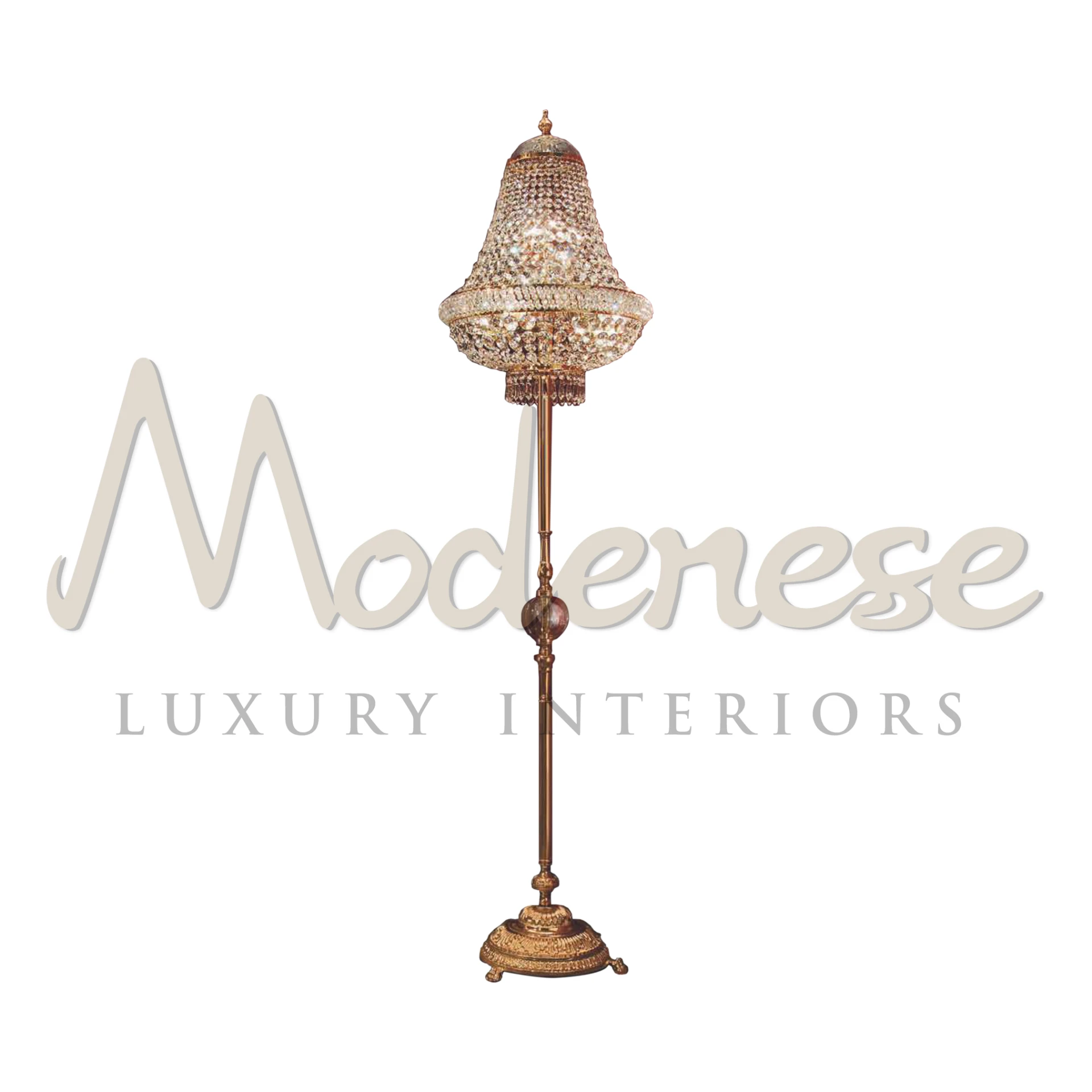 Royal Sconce Floor Luminary with a shining crystals shade and fancy gold stand
