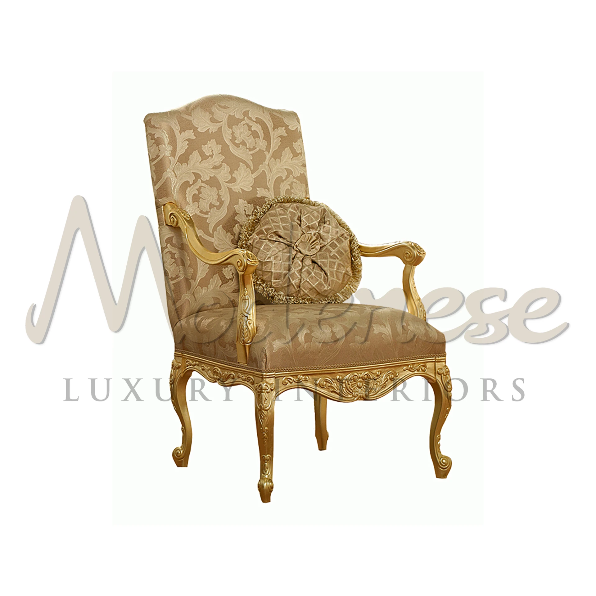 Ornate Gold Armchair with Plush Cushion