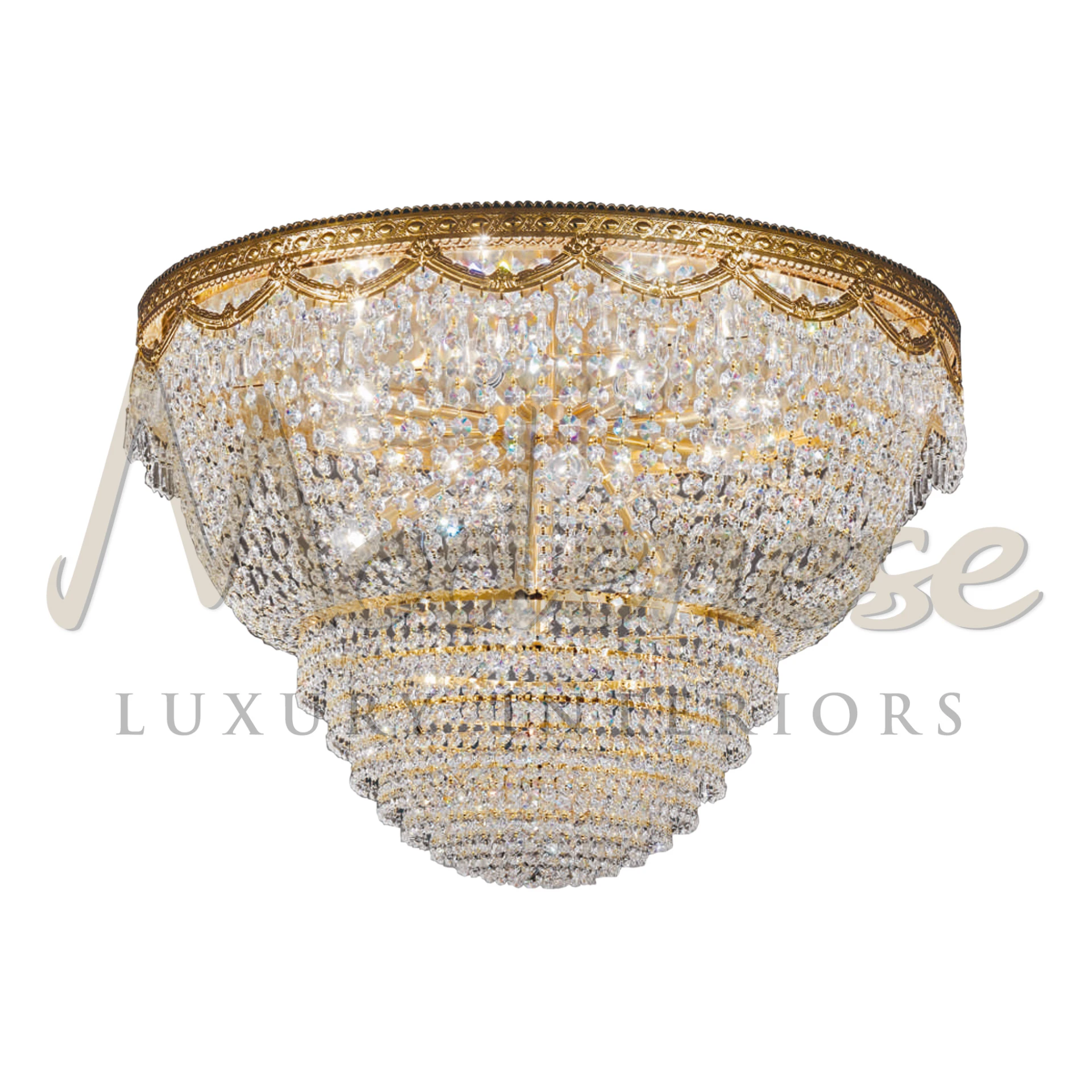 Lavish Grand Salon Lamp featuring a crystal covered dome with gold accent.