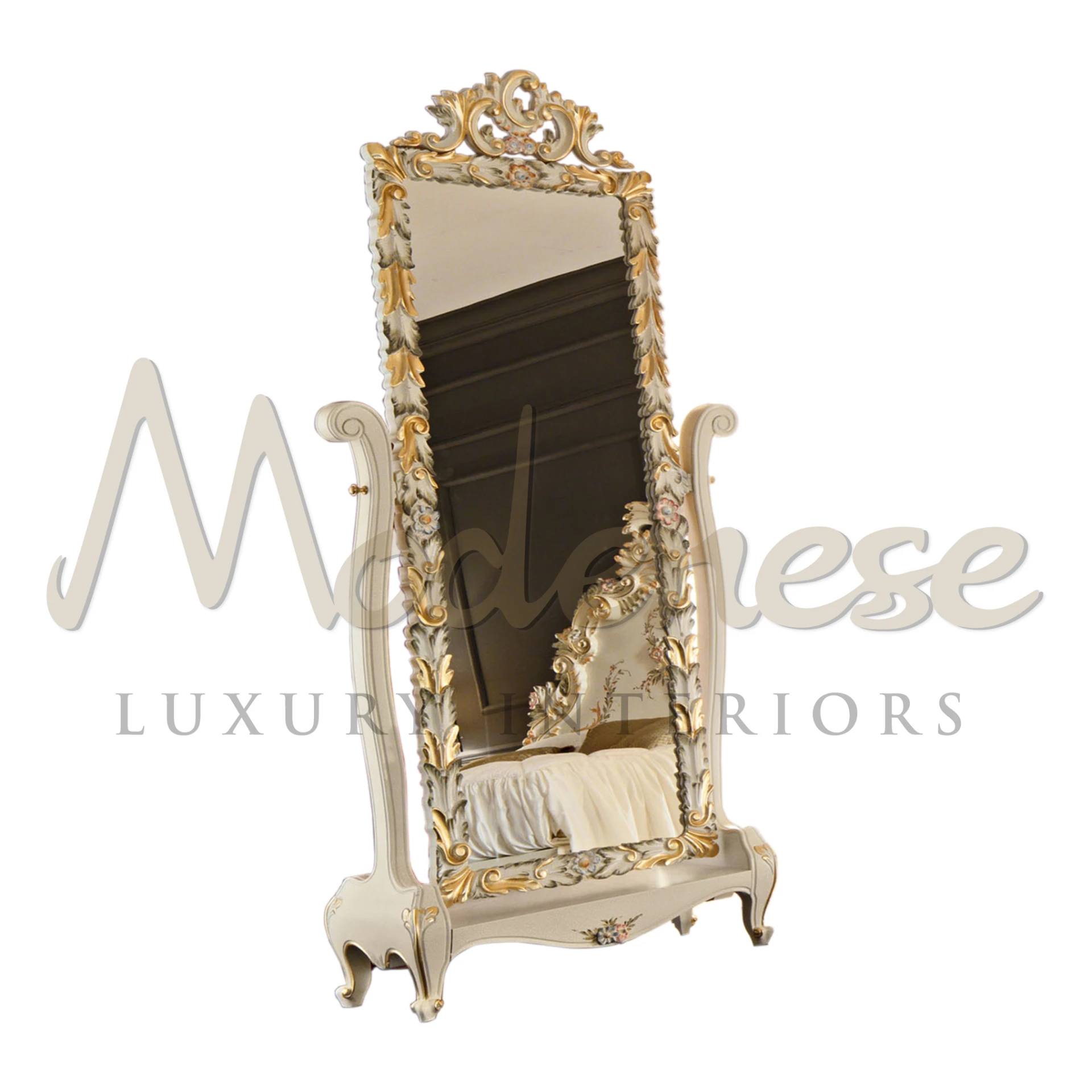 Ivory Gold Renaissance Swivel Mirror
