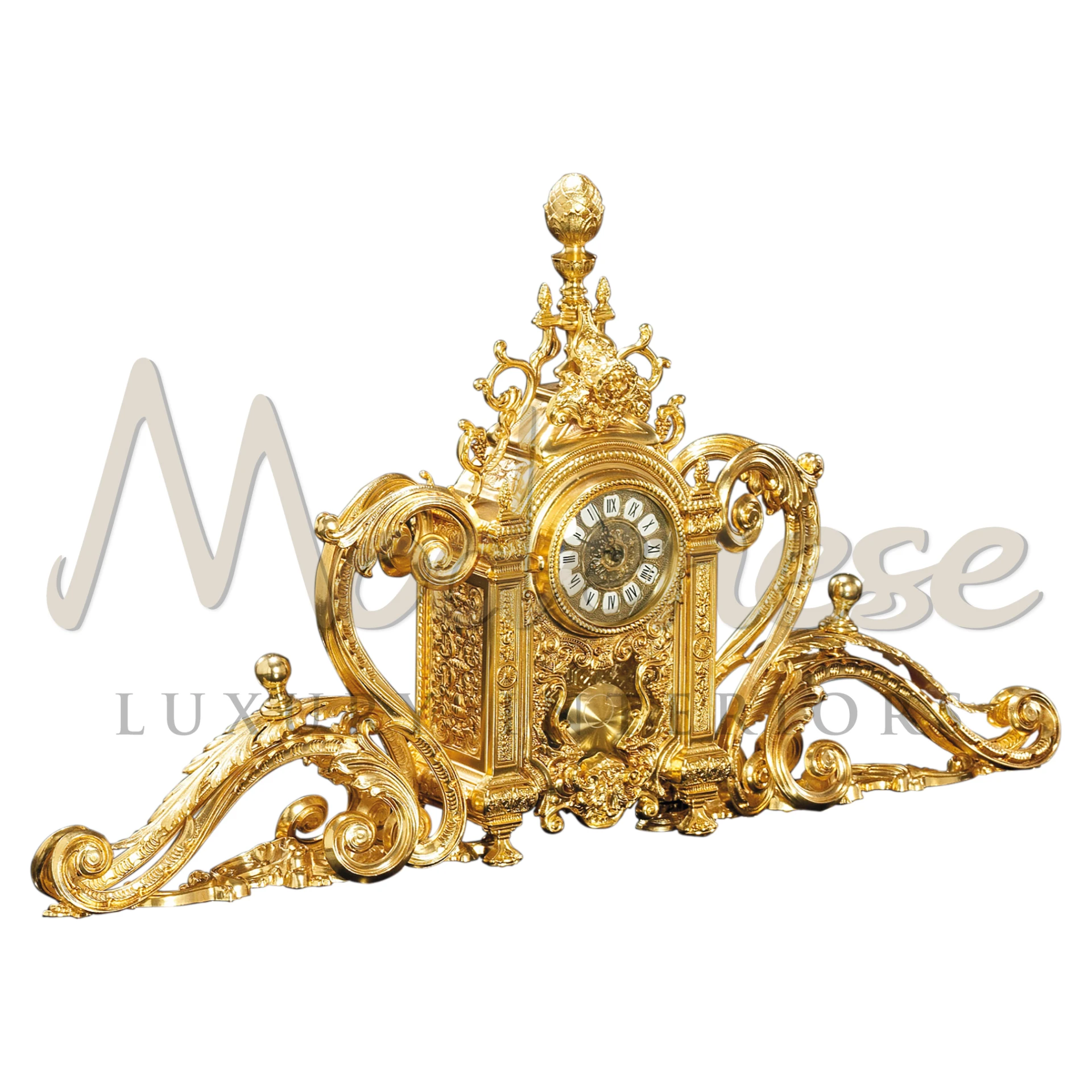 Luxe Clockpiece with gold finish, a luxury Italian pendulum clock by Modenese
