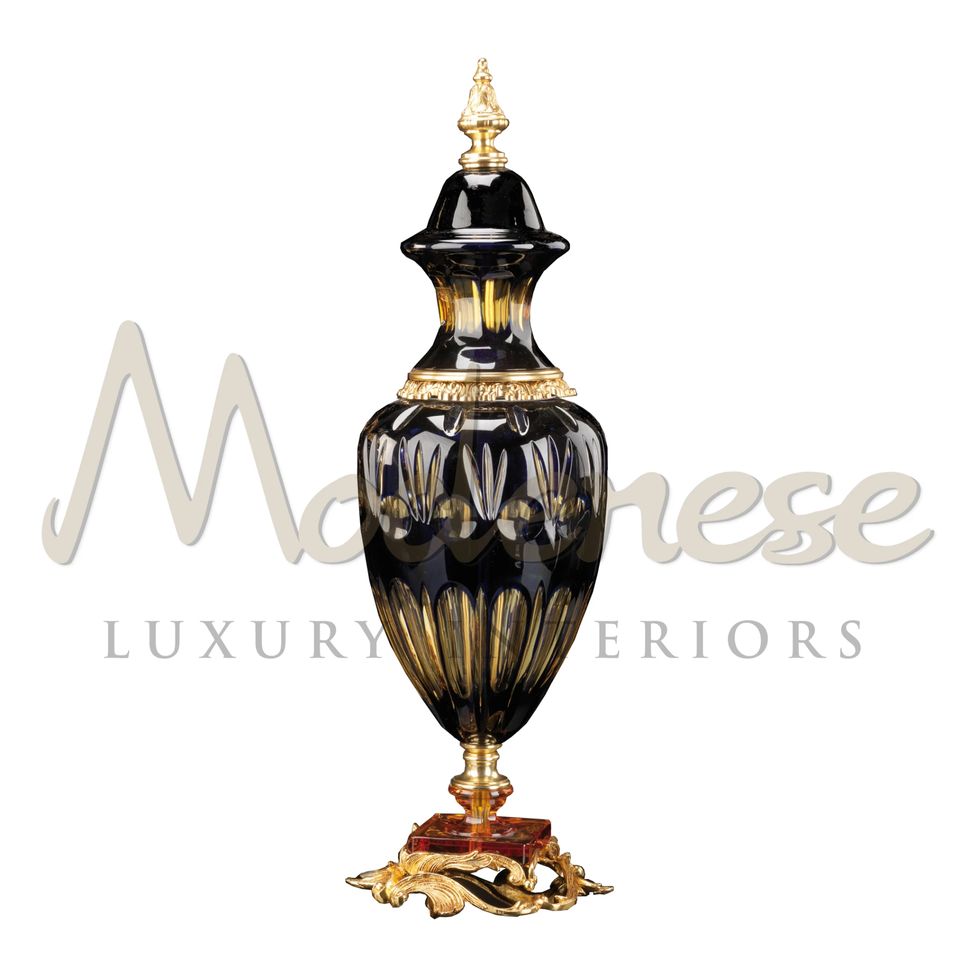 Venetian inlaid Crystal Amphora, a masterpiece of Italian luxury home accessories
