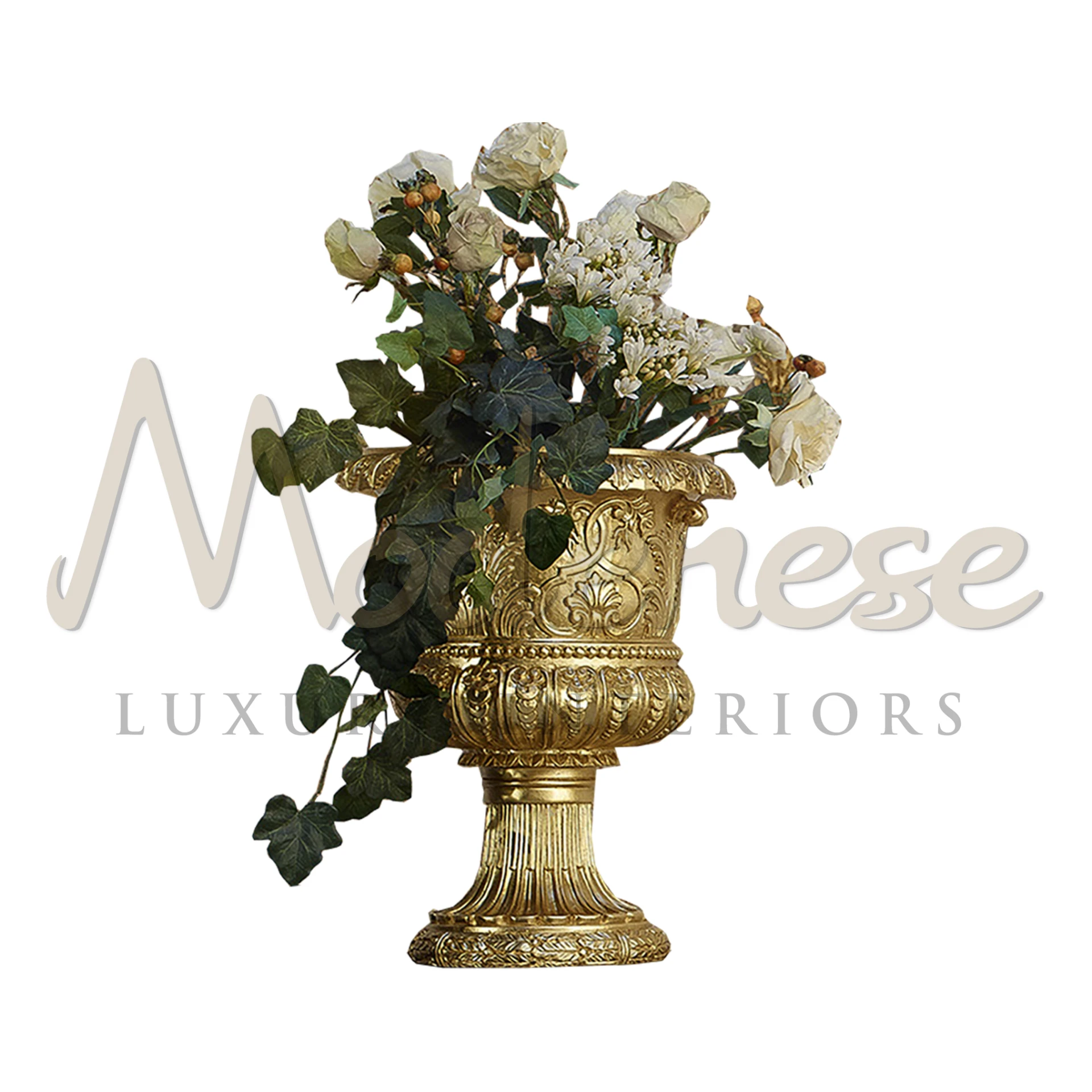 Classical Vase by Modenese in gold leaf finishing, vintage Italian quality