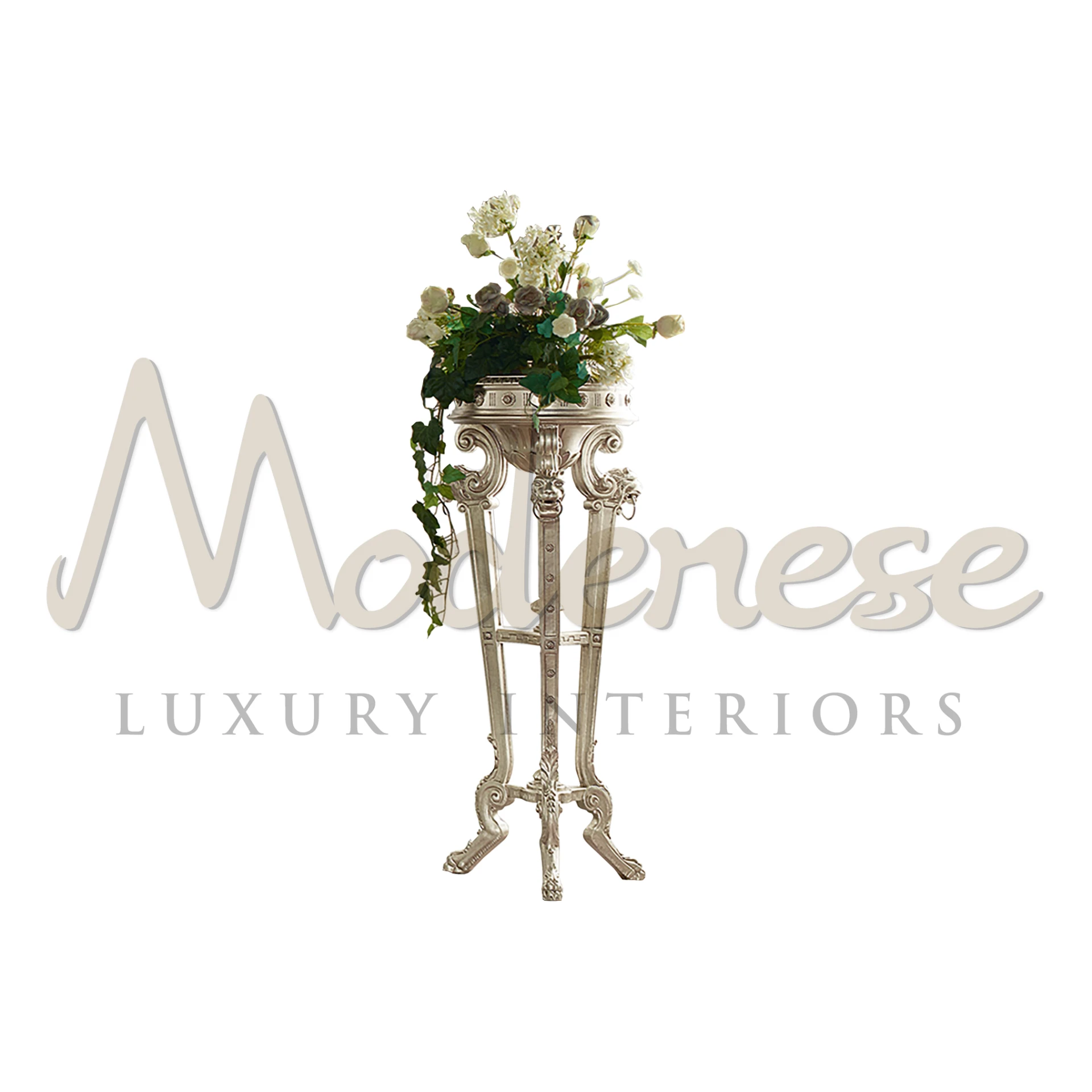 Palazzo Vase Stand with Bespoke Silver Leaf Finishing
