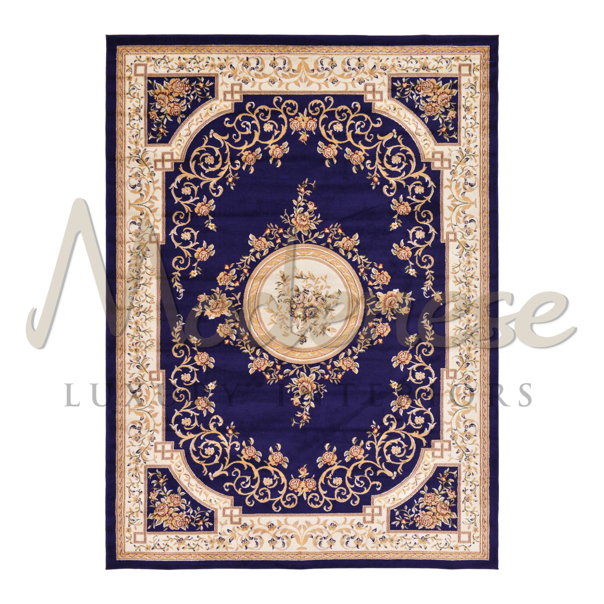 Handcrafted Blue Silk Rug Handcrafted in Italy