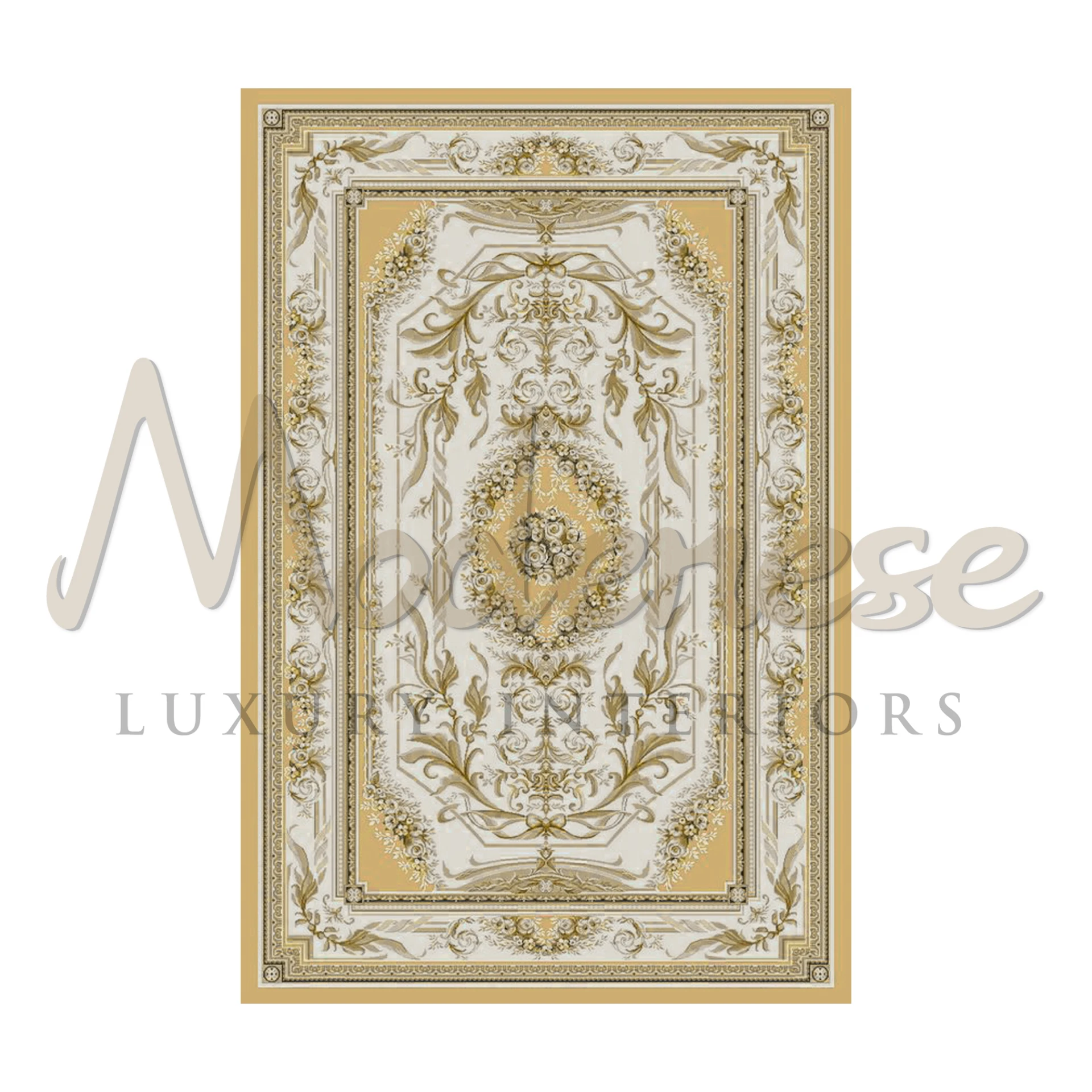 Made in Italy Pure Silk Handcrafted Ivory Rug