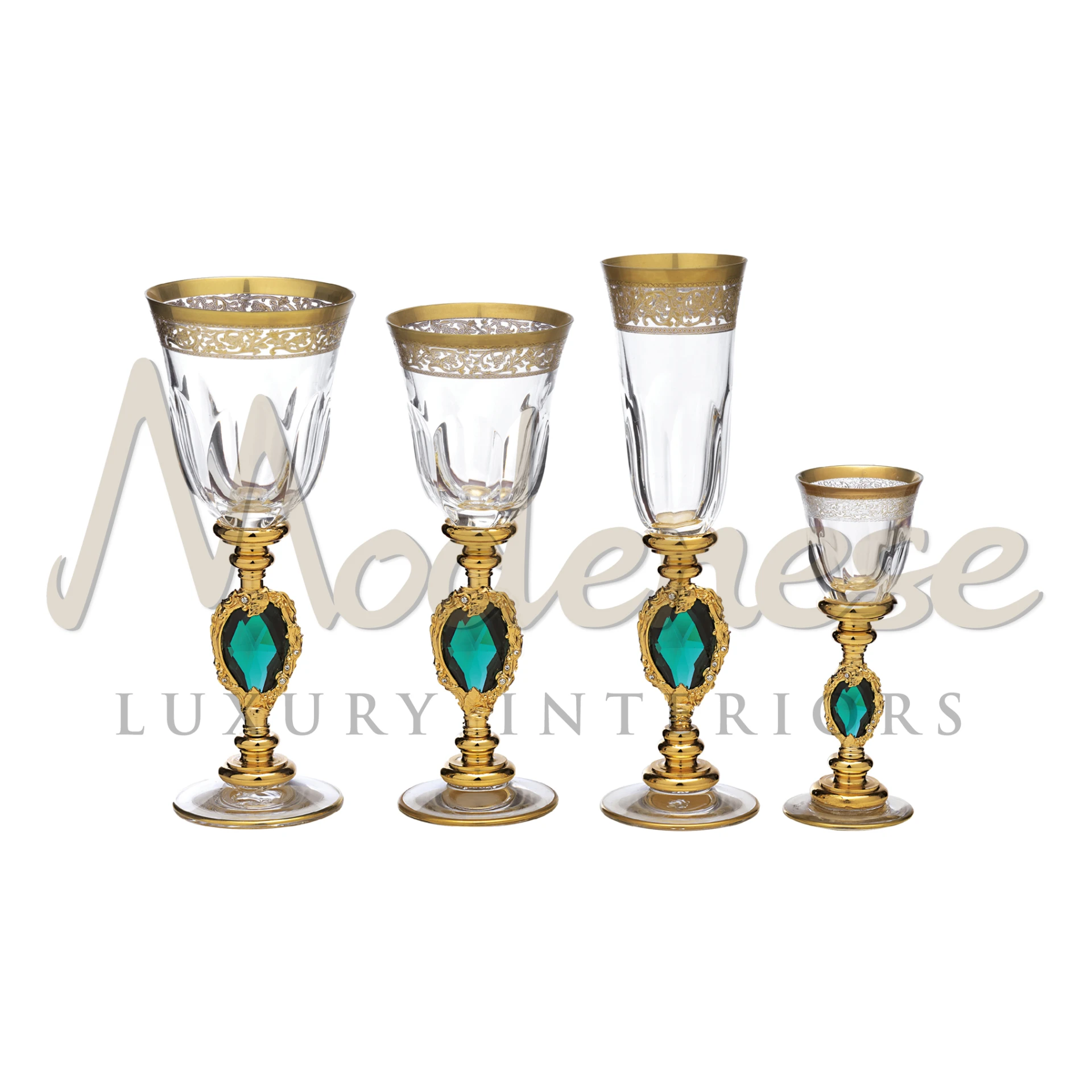 Luxury Green Crystal glass set, perfect for a royal dining experience.