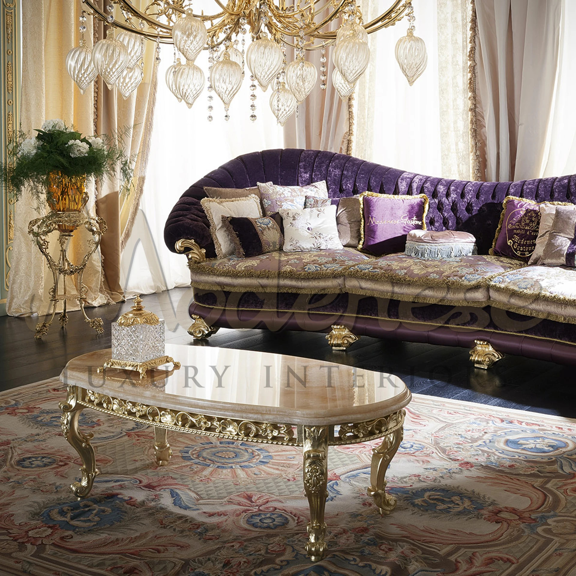  Luxurious Four-Seater Curved Sofa: Elevate Your Décor with Opulent Comfort