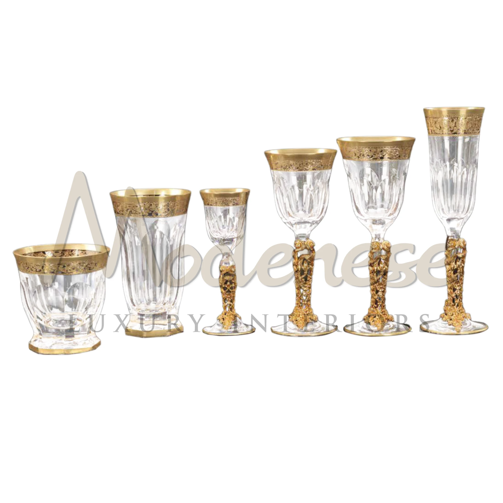 Elegant Luxury Crystal & Bronze Glassware collection for fine dining