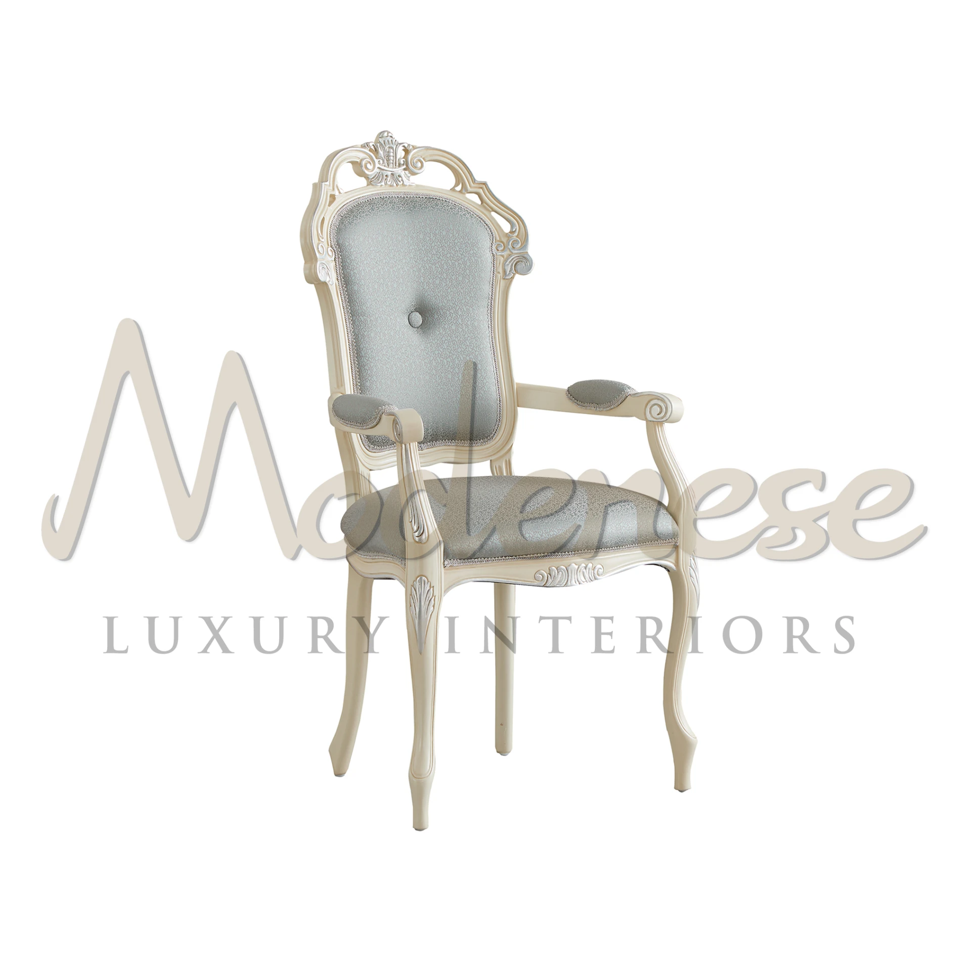 Elegant Victorian chair with armrests and complex design details