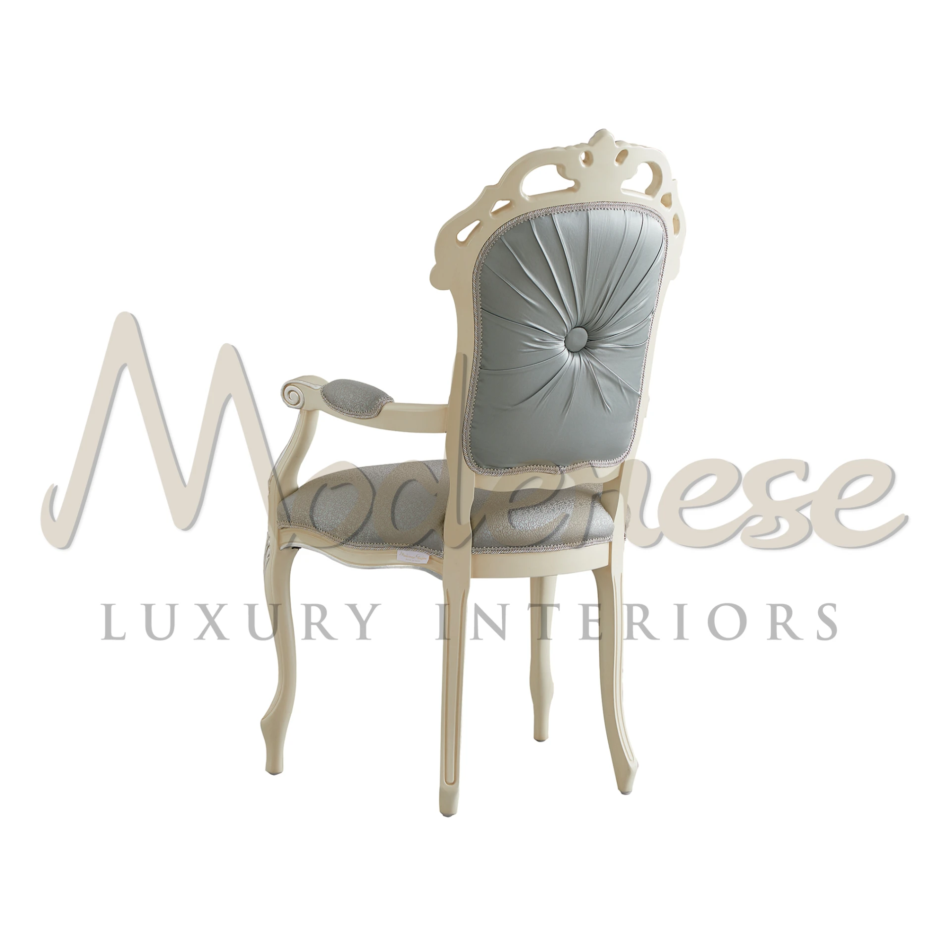 Luxurious Victorian-style chair with armrests for a royal touch.