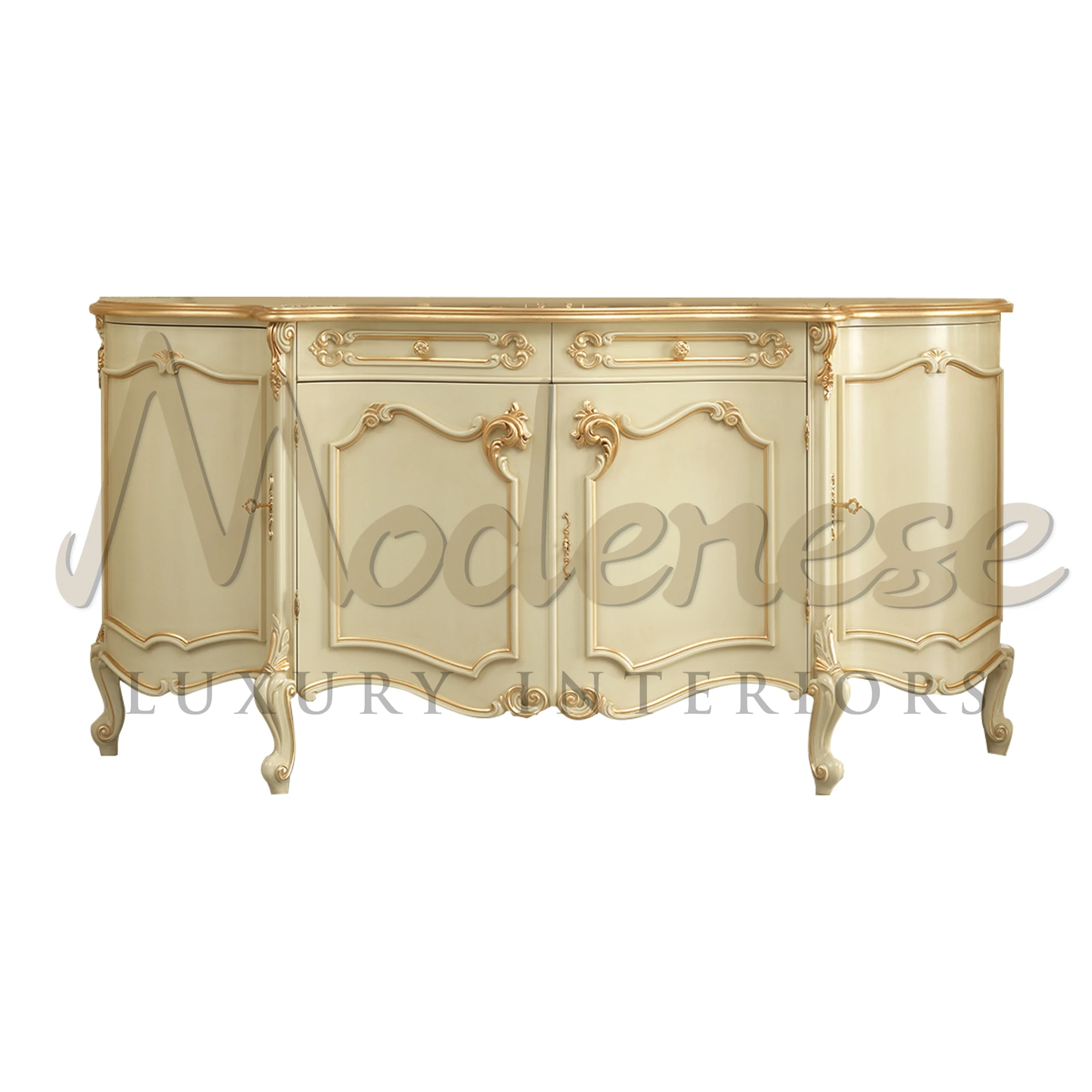 Luxurious victorian style sideboard with a classic golden design
