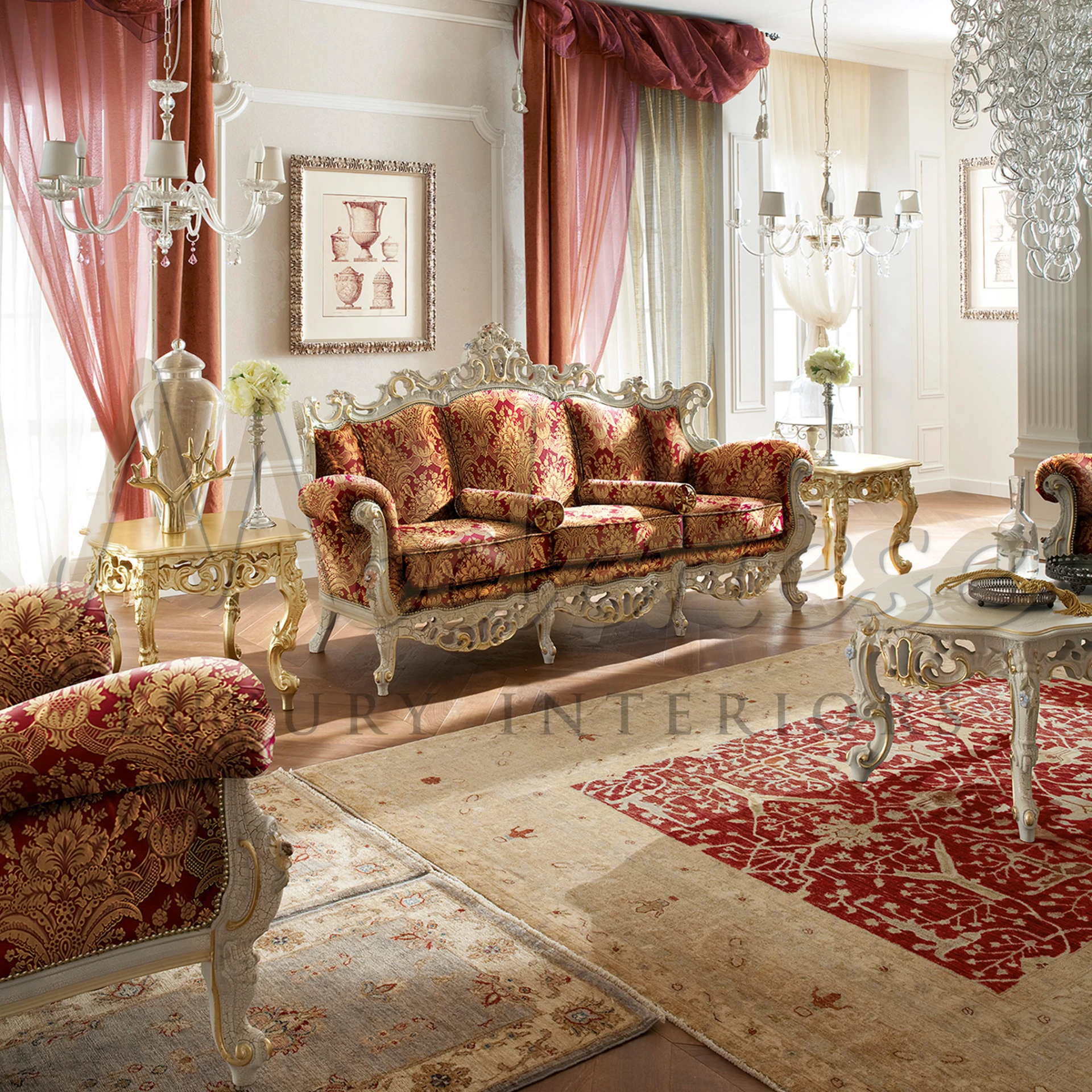 Transform your home into a palace of luxury with our Baroque Ivory Lacquered Sofa. 
