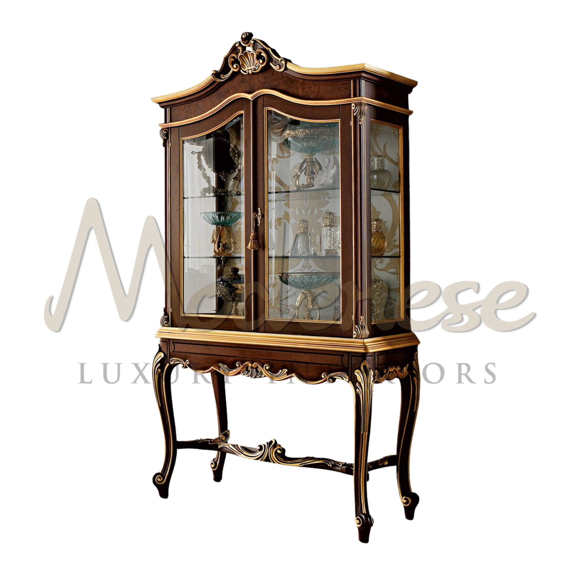 Classic Imperial Showcase Secretaire with glass doors and twisted designs