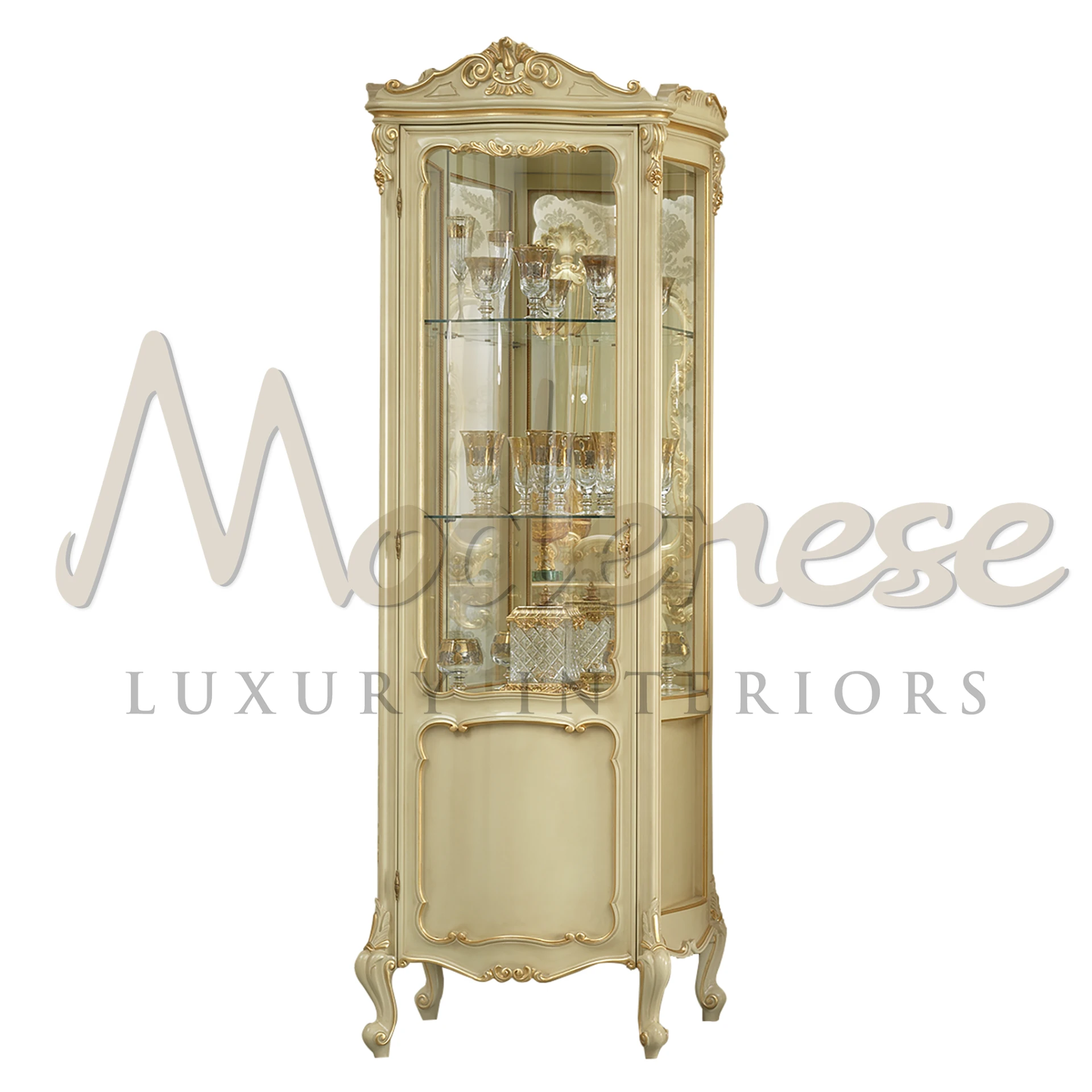 Baroque style luxury Noble one door glass cabinet with exquisite carvings