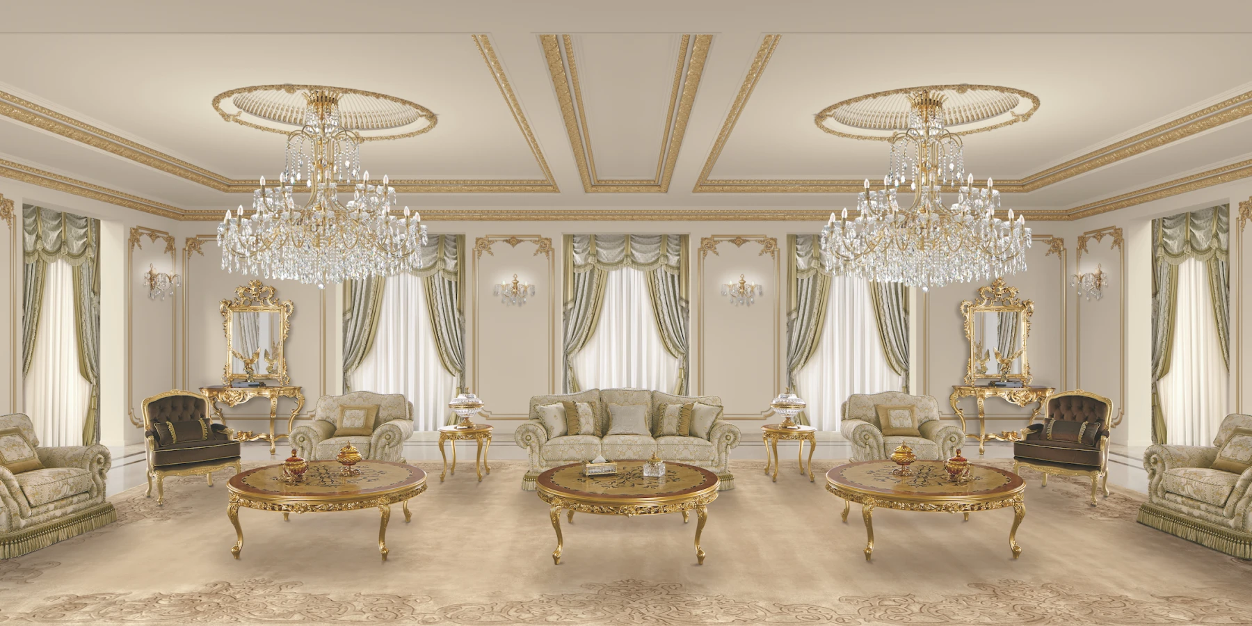 Modenese Luxury Furniture living room classic design for royal majlis in villas