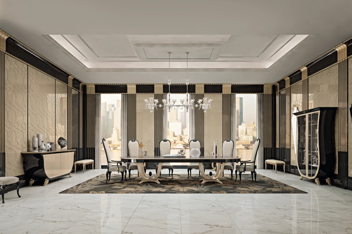 New contemporary collection by Modenese Furniture with glossy finishing for dining room