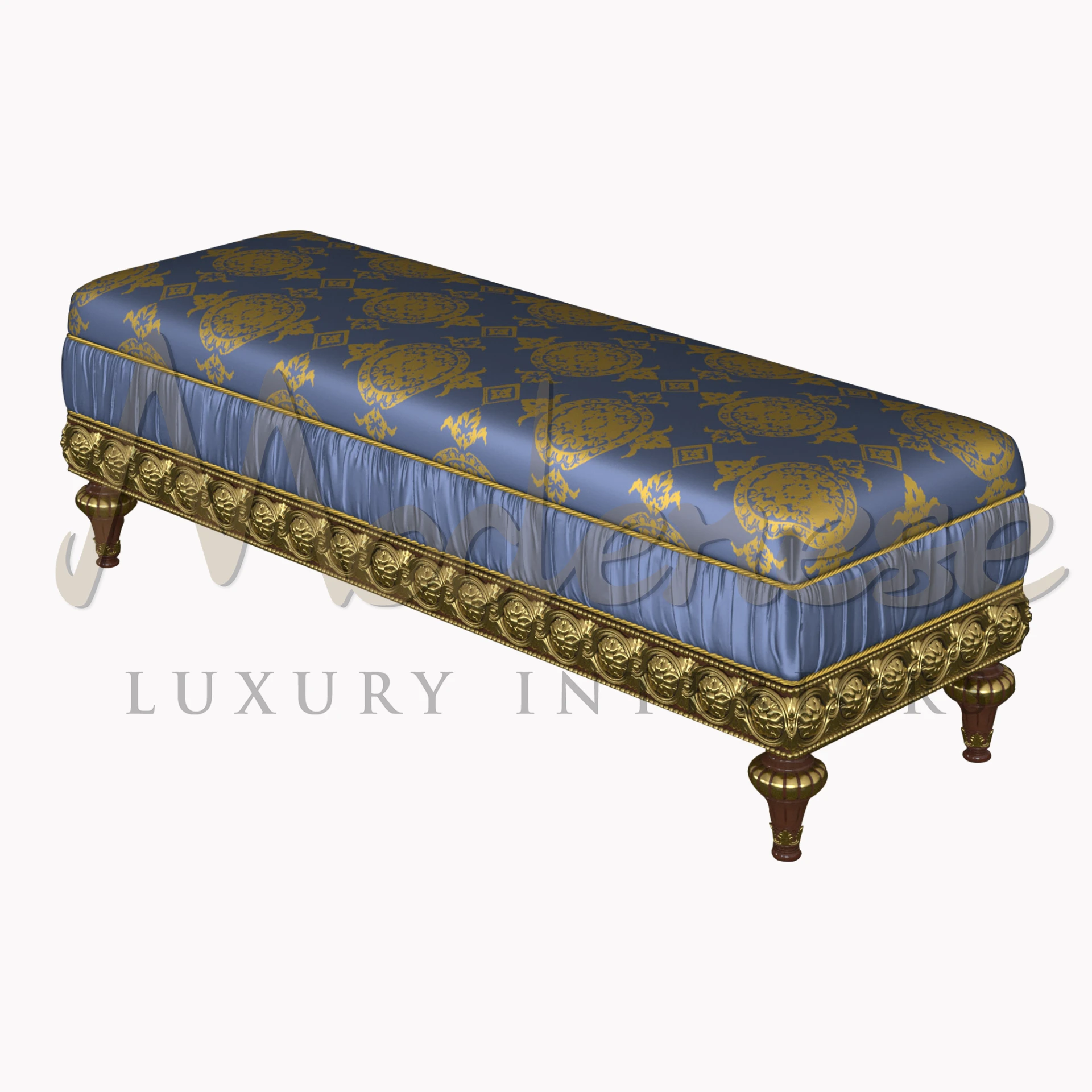 Discover your bedroom with our Blue Upholstered Bed Bench, adding a touch of elegance and functionality.