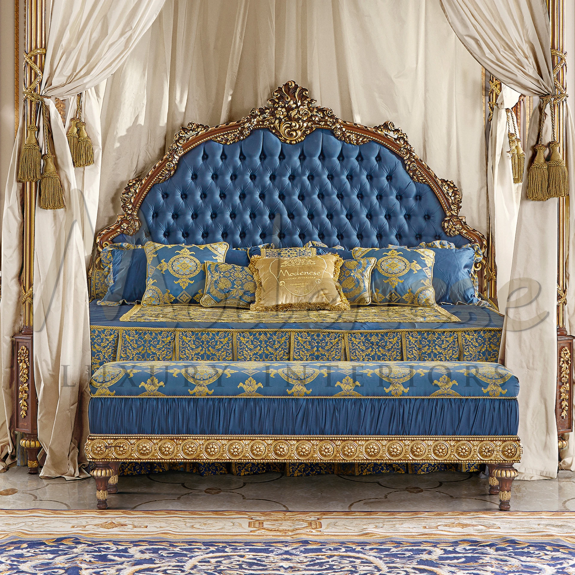 Enhance your bedroom decor with our Blue Upholstered Bed Bench, offering both style and practicality in one chic piece.