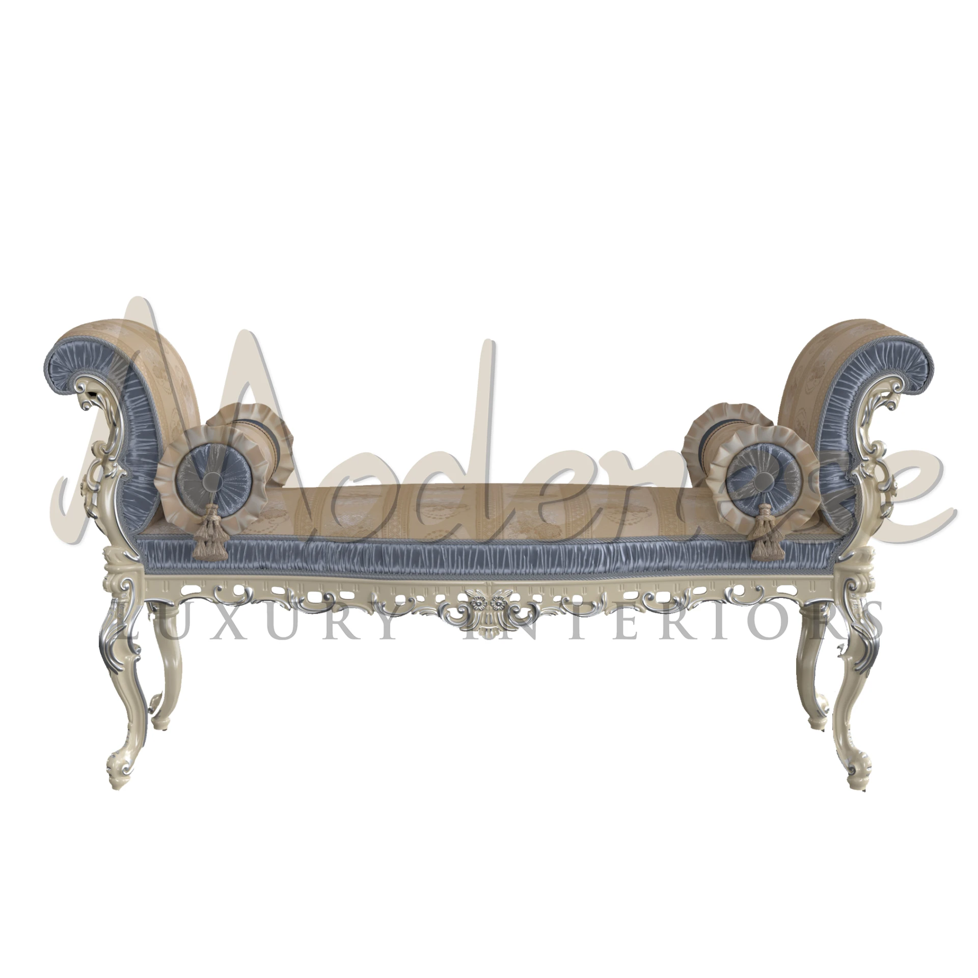 Discover your bedroom with our Venetian Style Bed Bench, exuding timeless elegance. Crafted with intricate details and plush cushioning, it's a luxurious addition to any space.
