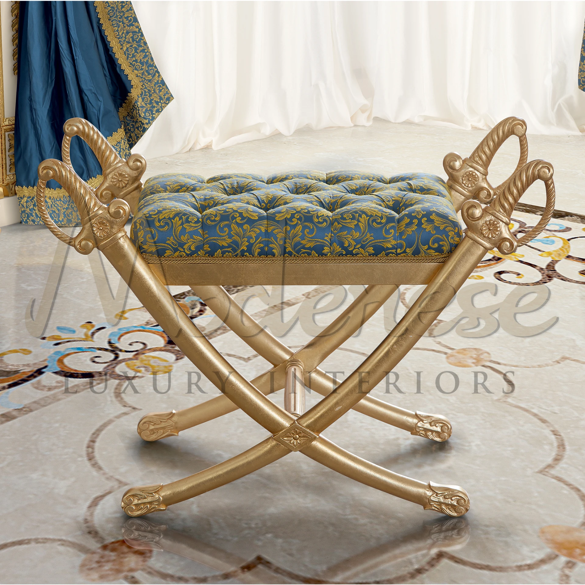 Introduce opulence to your home with our Venetian Style Pouffe, a luxurious addition to any room.