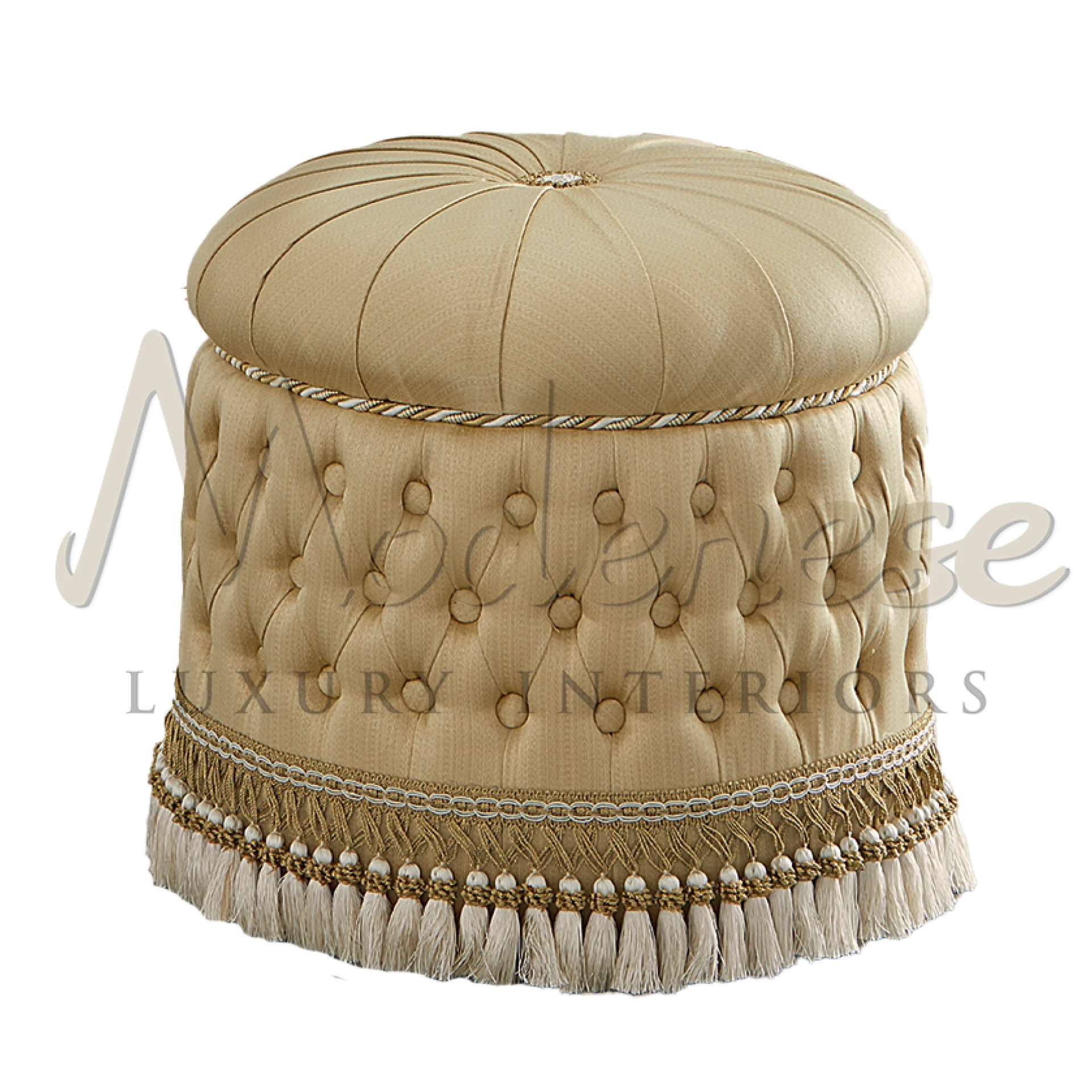 Indulge in luxurious comfort with our Bespoke Handmade Pouffe. Crafted with care, each piece exudes elegance and charm.